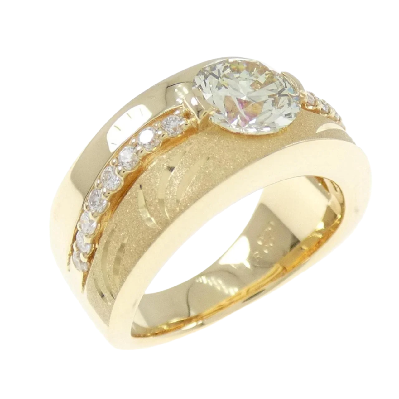 18k Solid Yellow Gold Chunky Diamond Cocktail Ring