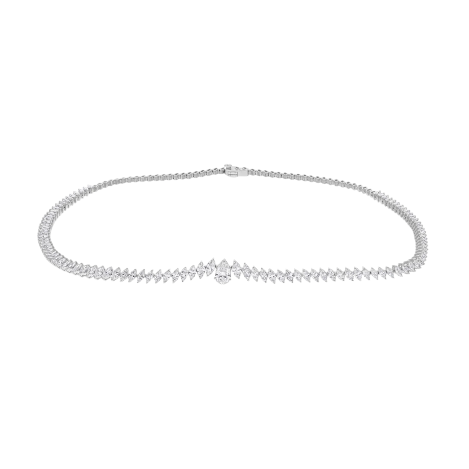 18k Solid White Gold Geometrical Diamond Choker Necklace 9.55 CTW