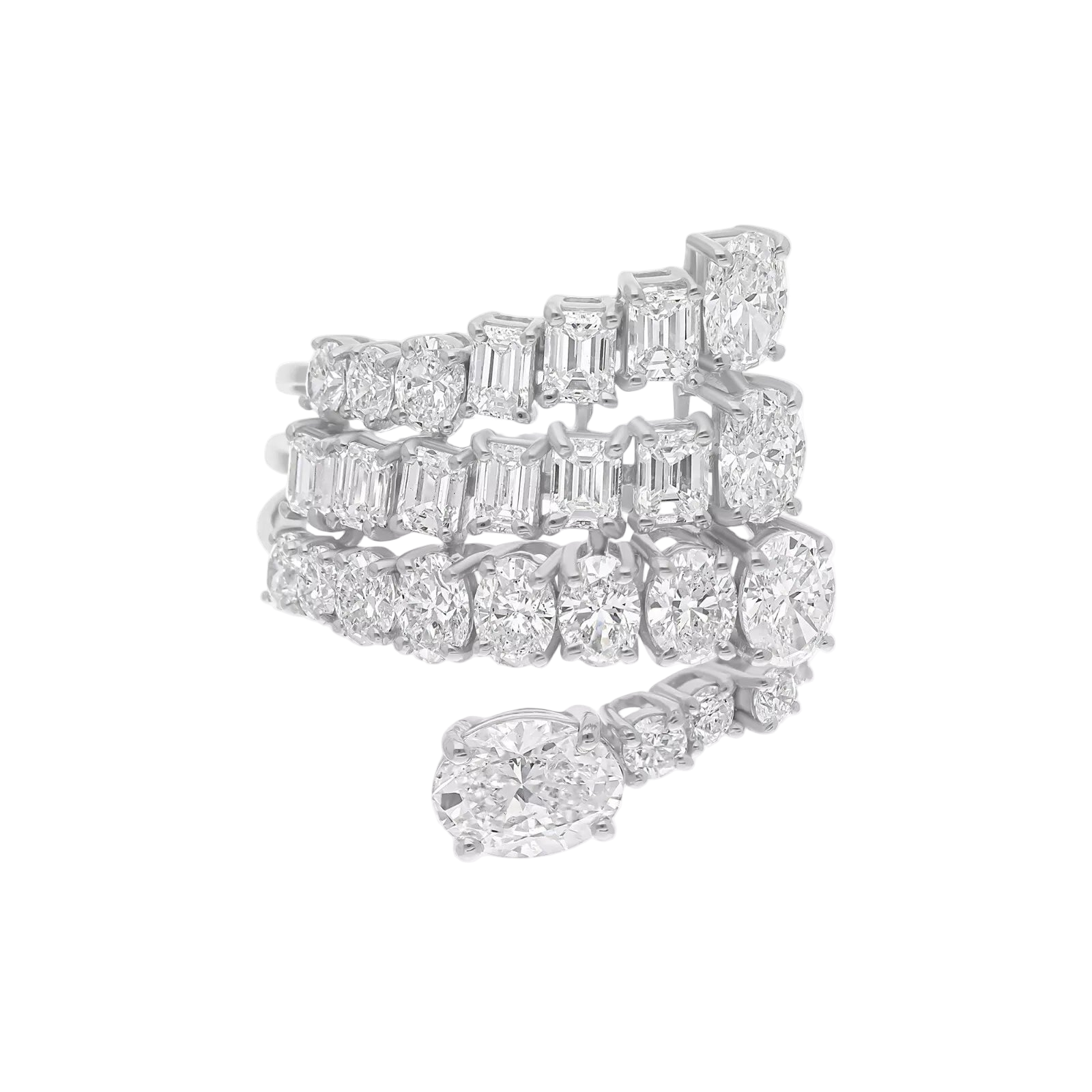 18k Solid White Gold Multi-Shape Diamond Cocktail Ring 4.85 CTW