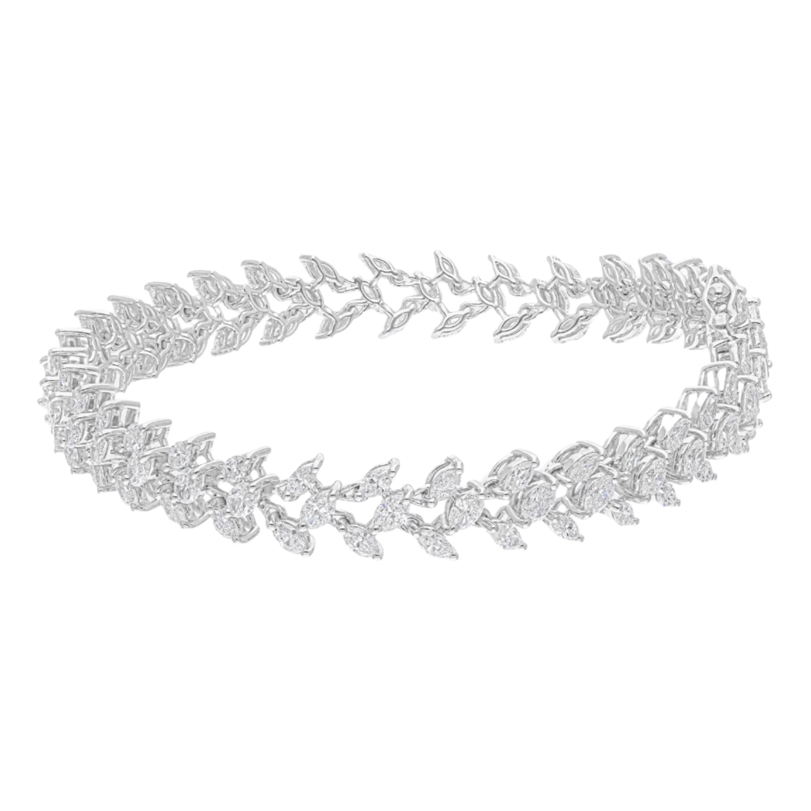 18k Solid White Gold Exquisite Marquise Diamond Bracelet 7.45 CTW