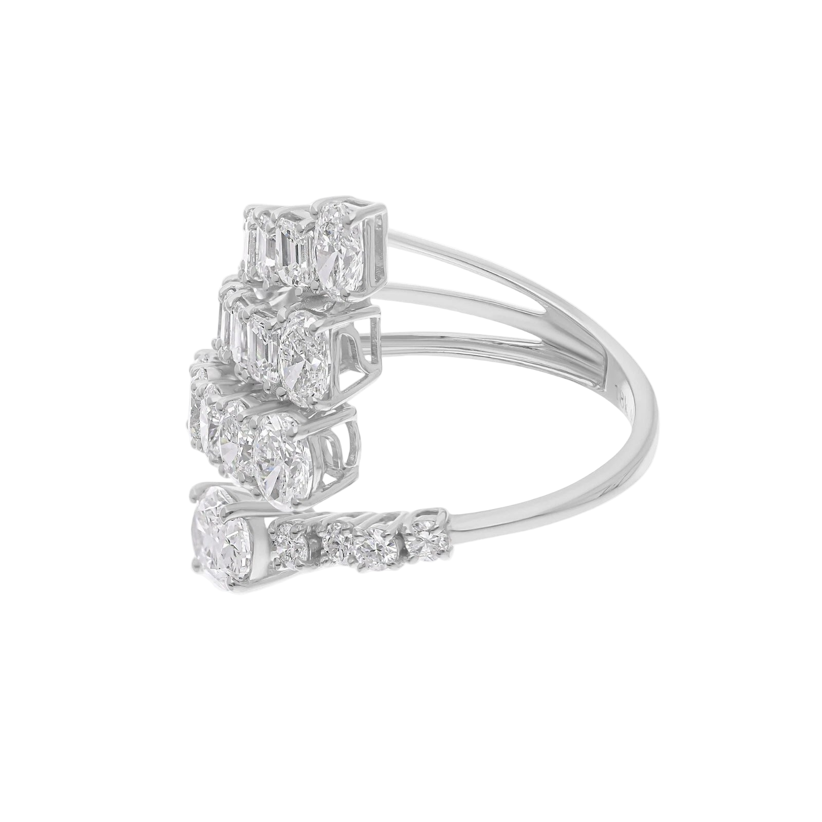 18k Solid White Gold Multi-Shape Diamond Cocktail Ring 4.85 CTW