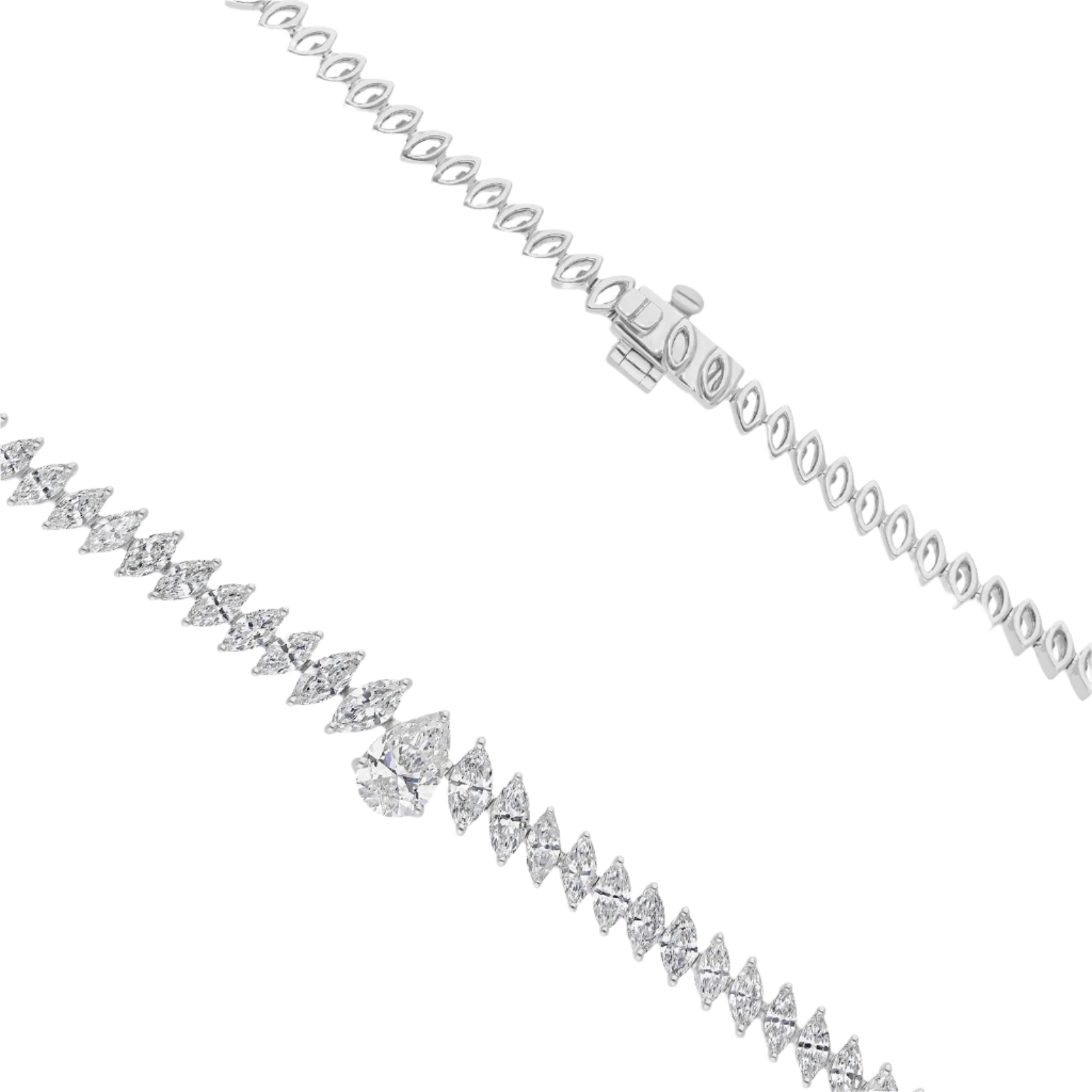 18k Solid White Gold Geometrical Diamond Choker Necklace 9.55 CTW