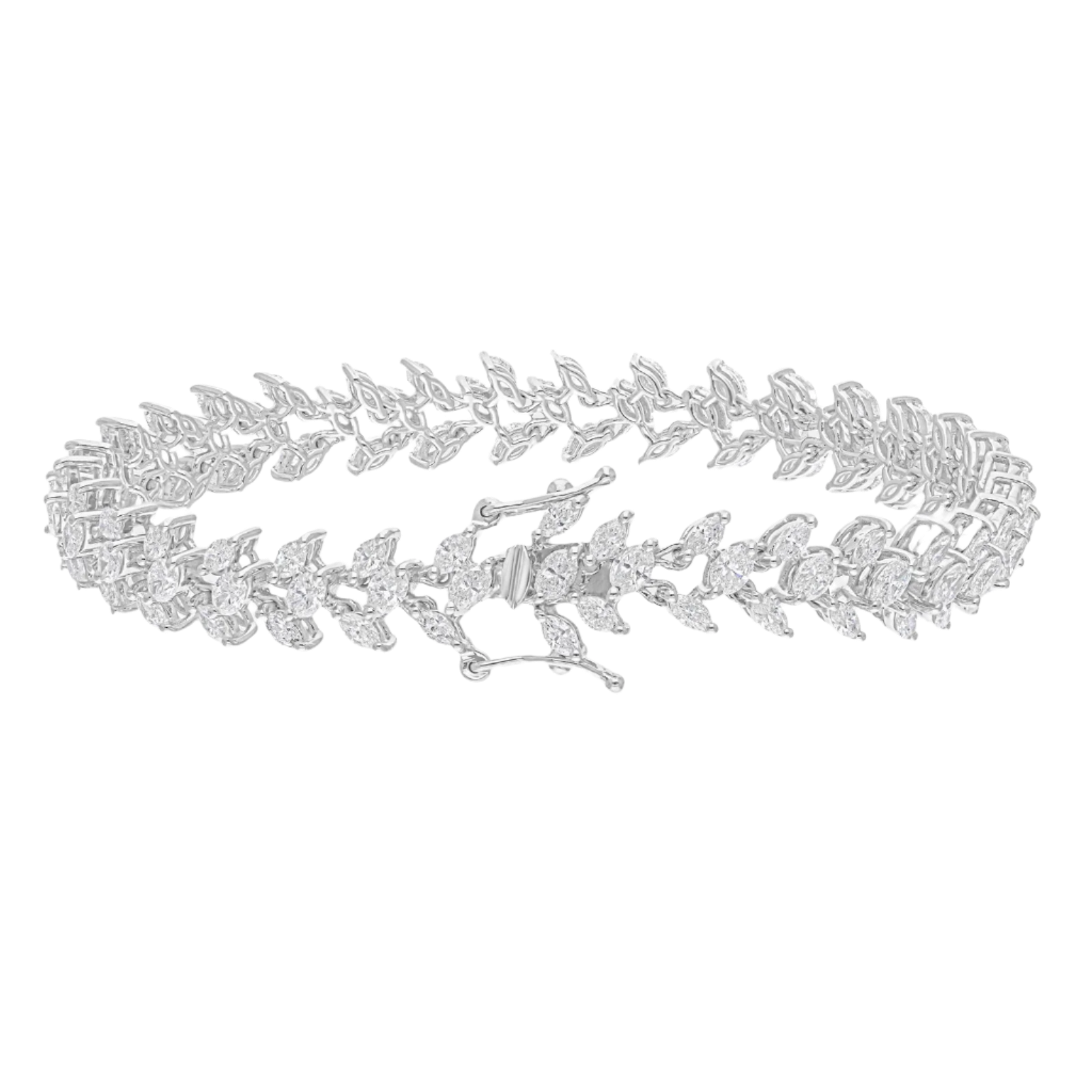 18k Solid White Gold Exquisite Marquise Diamond Bracelet 7.45 CTW