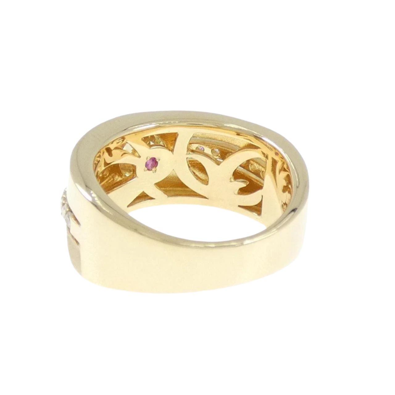 18k Solid Yellow Gold Chunky Diamond Cocktail Ring