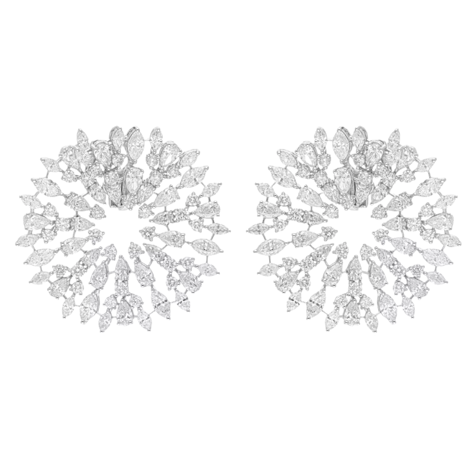 18k Solid White Gold Multi - Shape Diamond Constellation Earrings 8.55 CTW