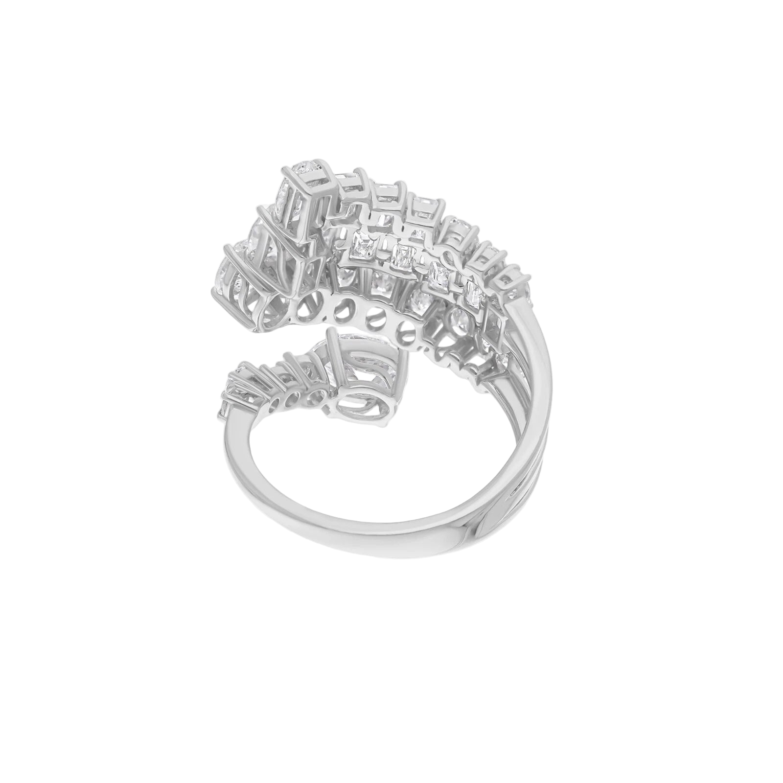 18k Solid White Gold Multi-Shape Diamond Cocktail Ring 4.85 CTW