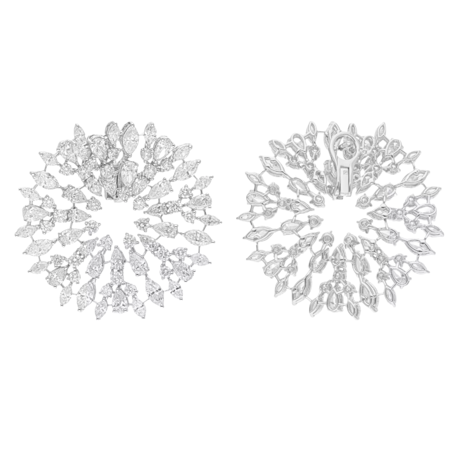 18k Solid White Gold Multi - Shape Diamond Constellation Earrings 8.55 CTW