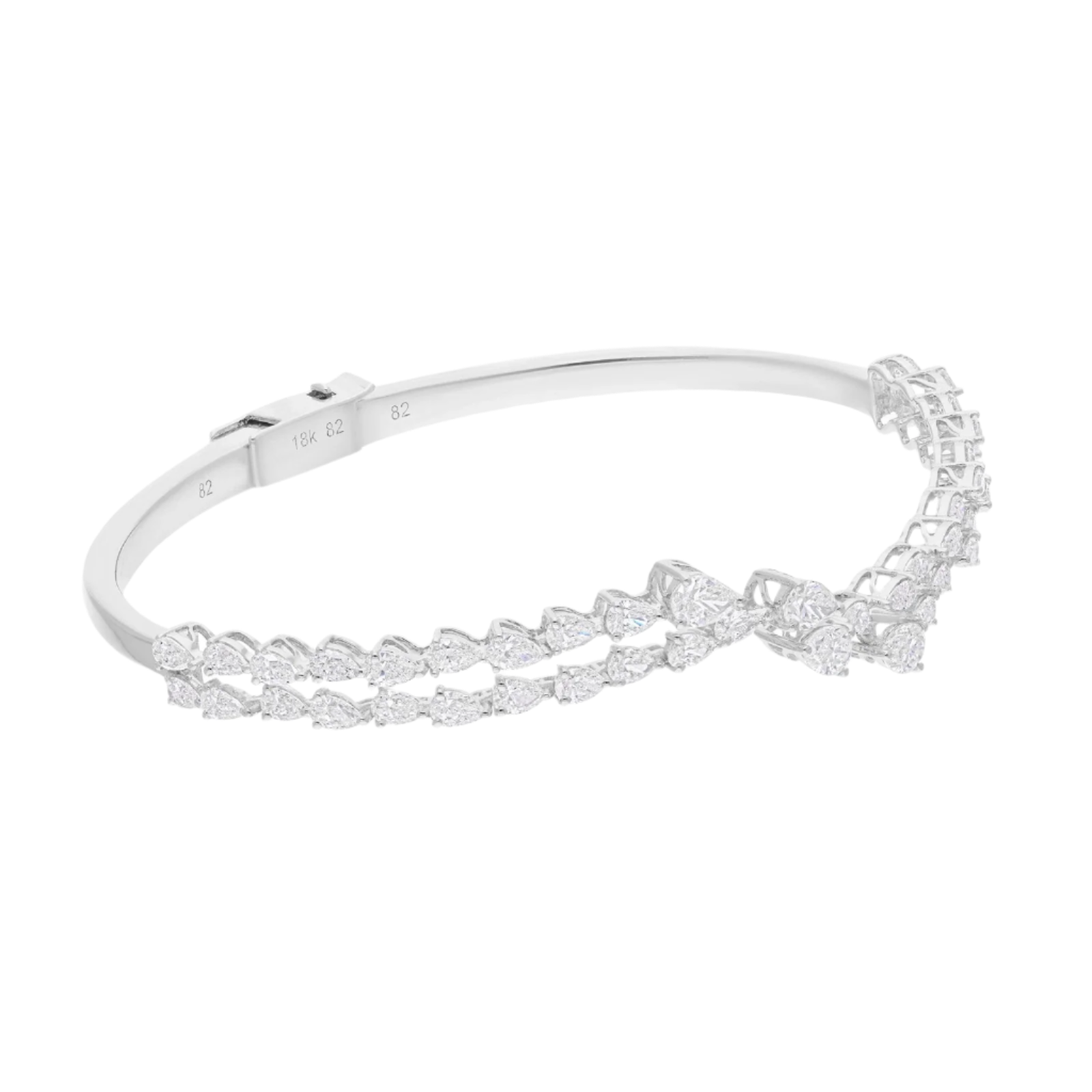18k Solid White Gold Pear-Shaped Diamond Bracelet – 5.45 CTW