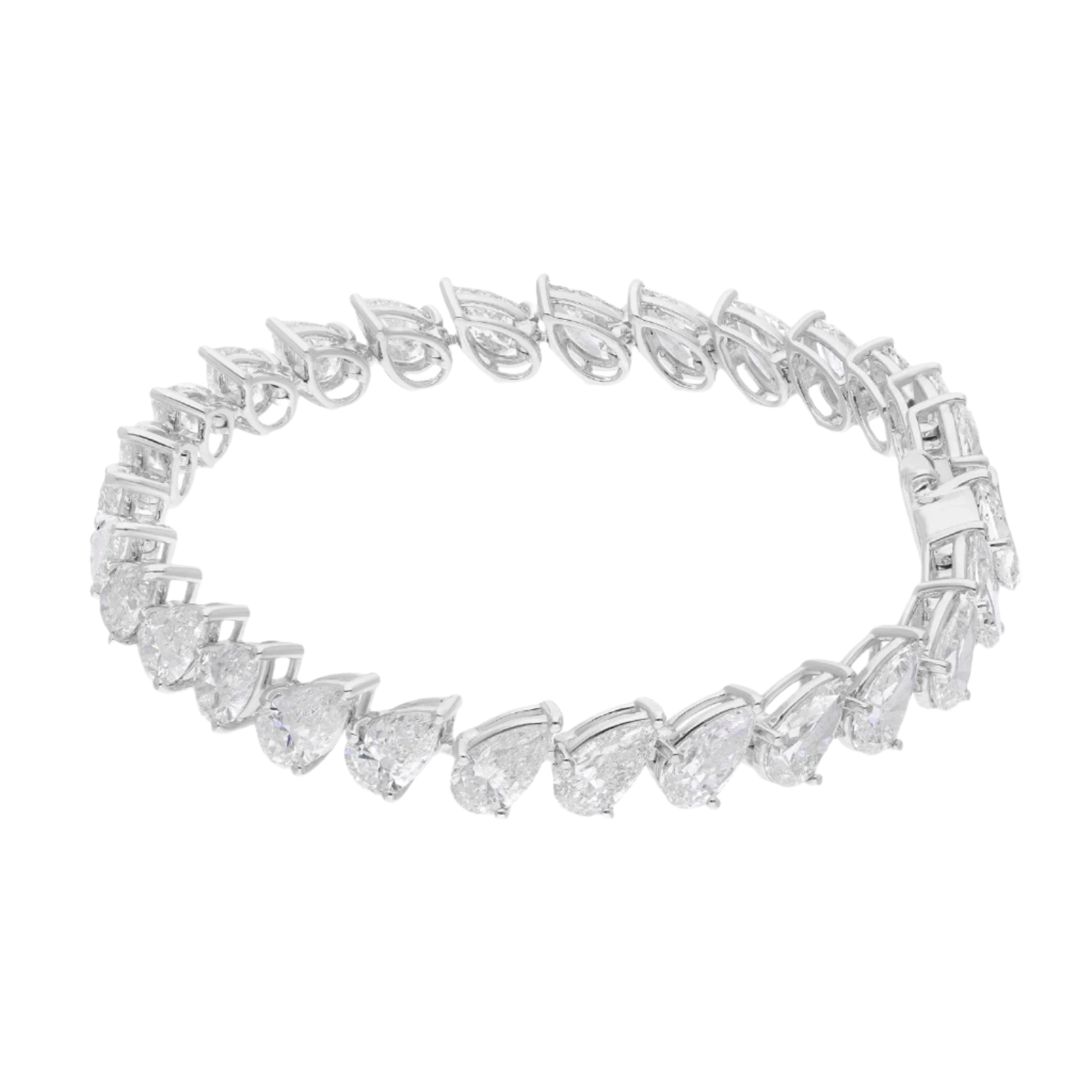 18k Solid White Gold Pear Diamond Bracelet 15.37 CTW