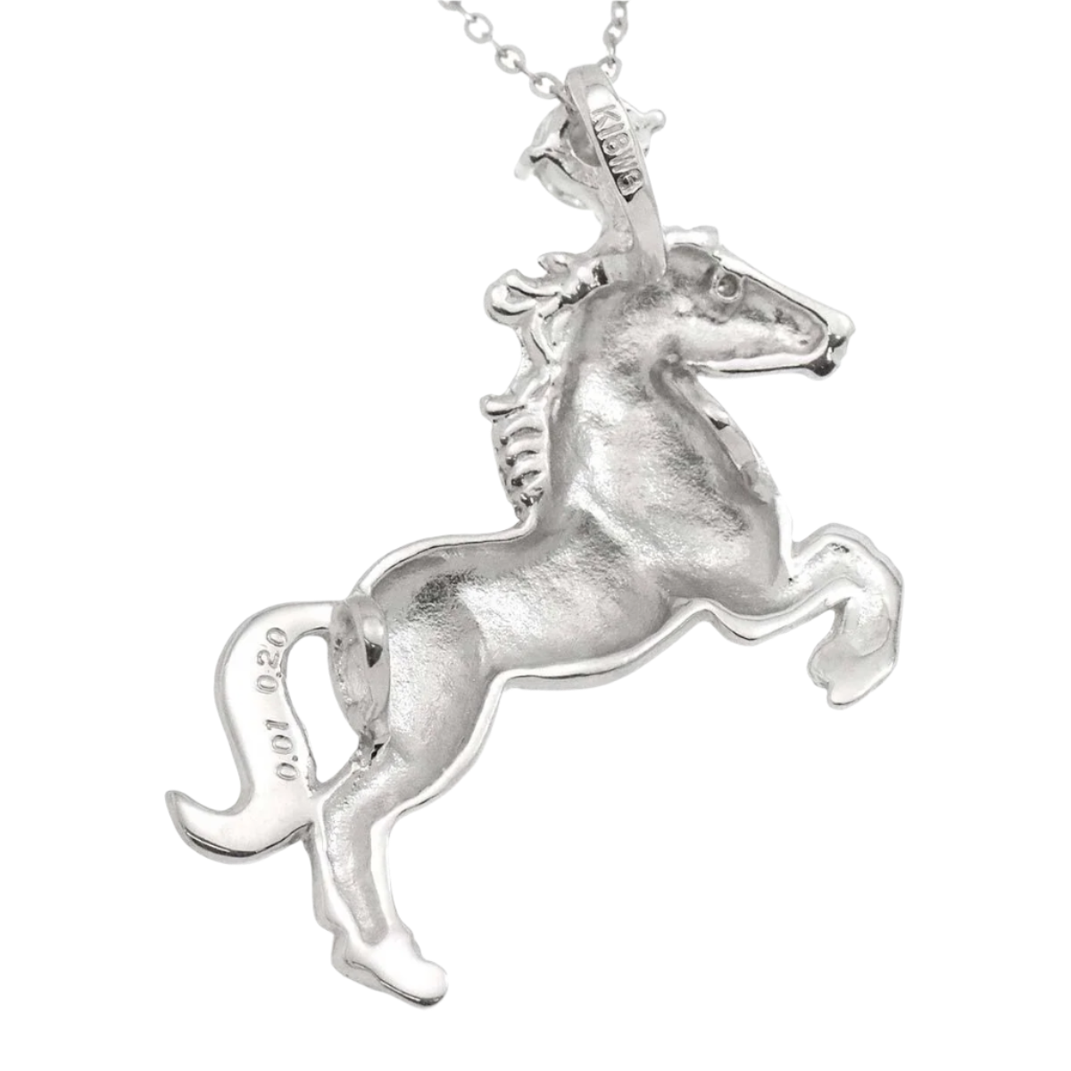 Diamond 0.20ct/0.01ct Horse Necklace in 18k Solid White Gold