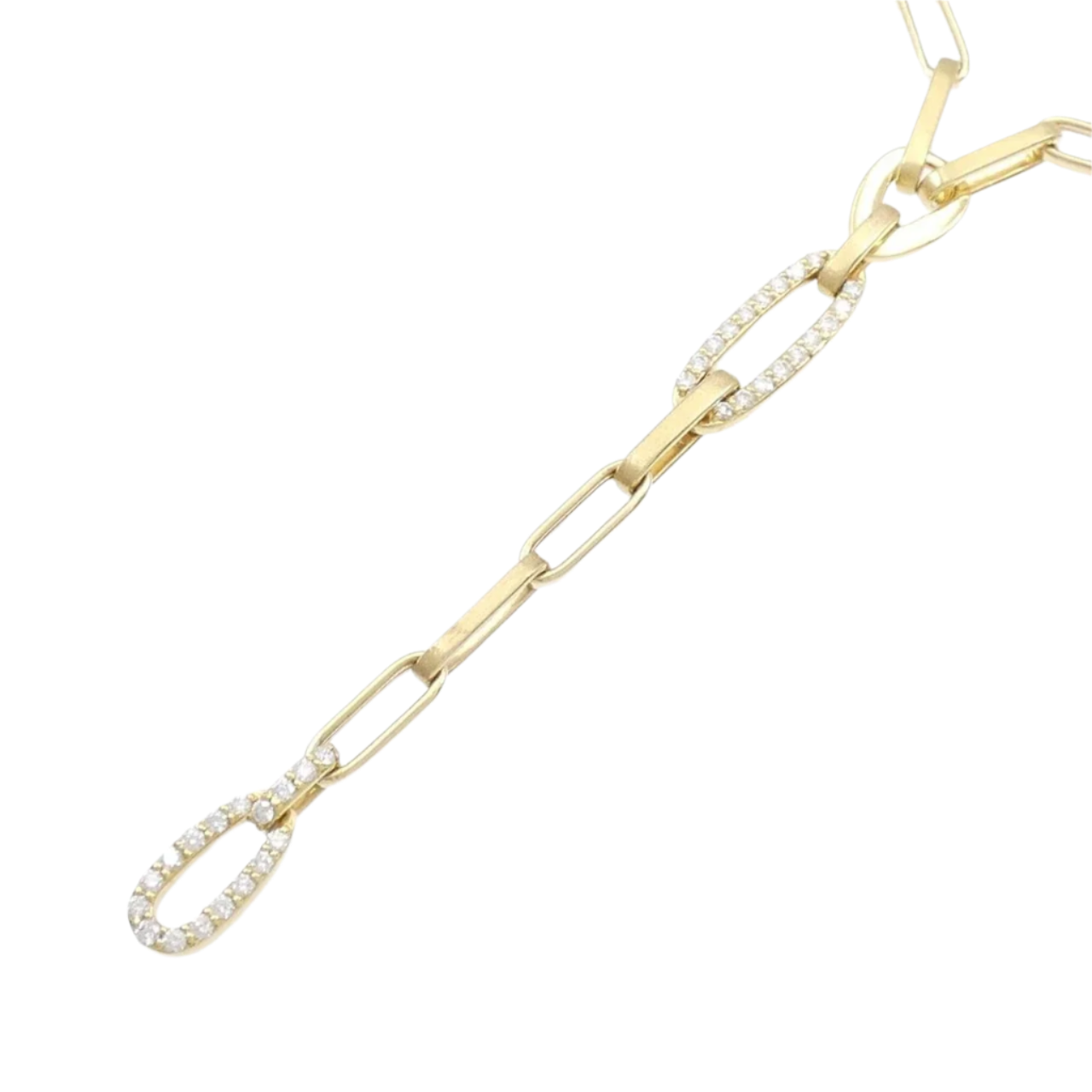 18k Solid Yellow Gold Diamond Chain Necklace with a Unique Clasp