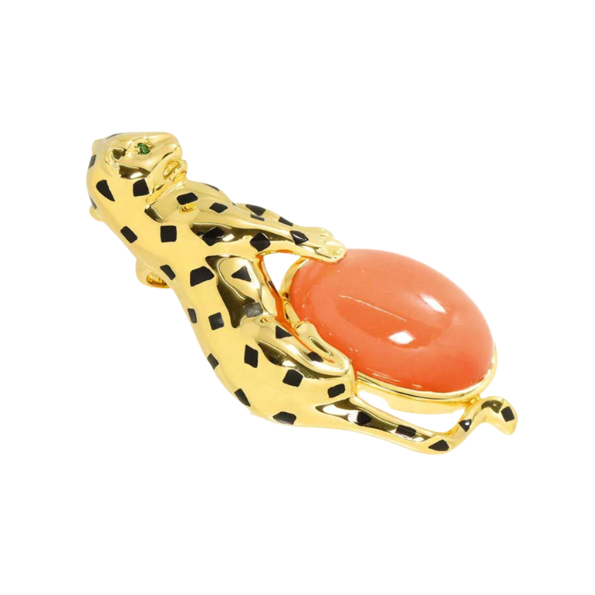 18k Yellow Gold Feldspar 21.46ct Garnet 0.02ct Diamond Brooch