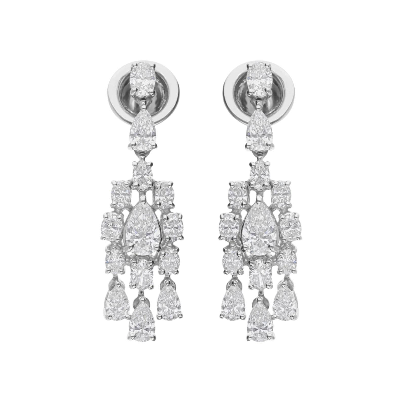 18k Solid White Gold Diamond Decorated Stud Earrings 4.90 CTW