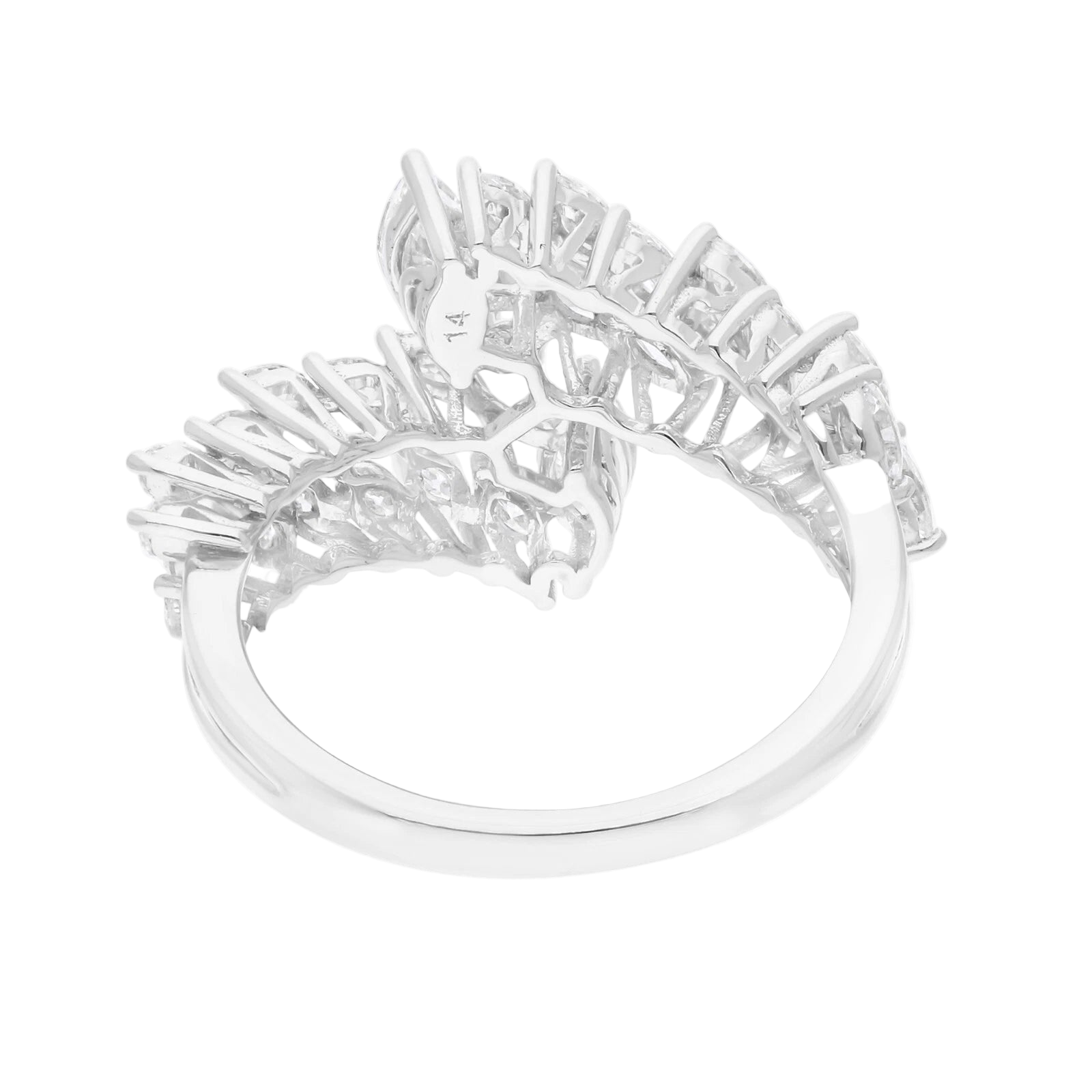 18k Solid White Gold Marquise-Cut Cocktail Diamond Ring 3.55 CTW