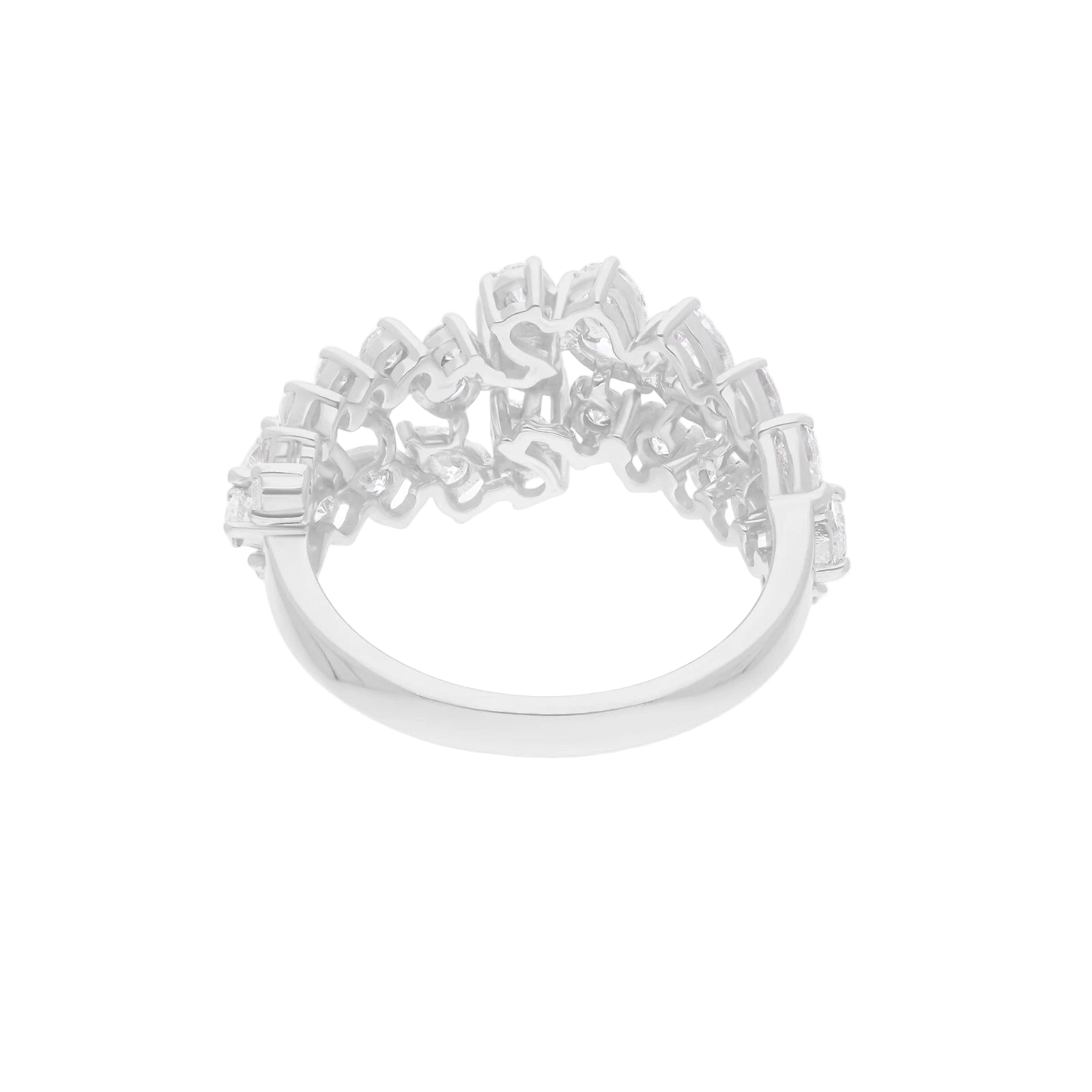 18k Solid White Gold Multi-Shape Diamond Cocktail Ring 2.89 CTW