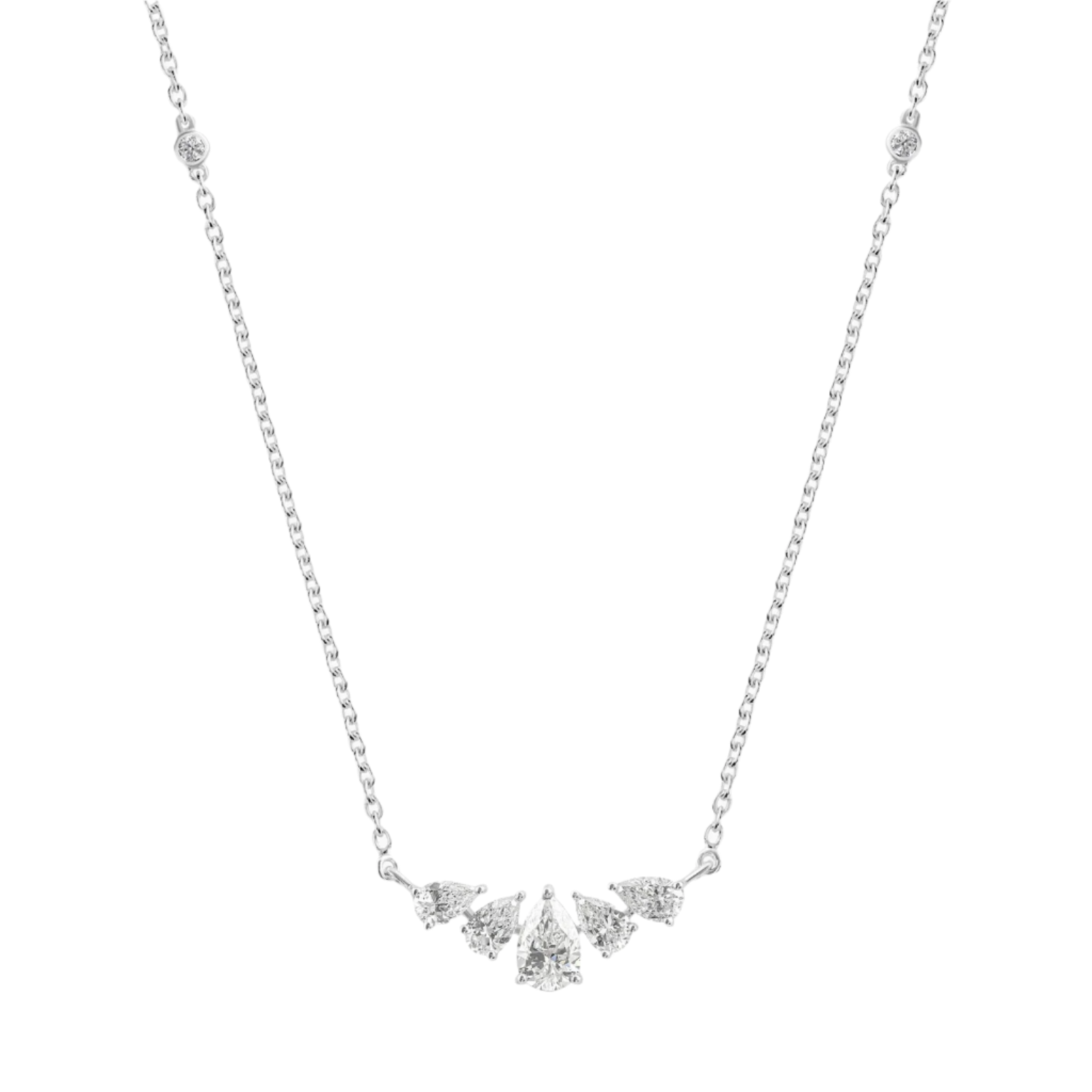 18k Solid White Gold Elegant Diamond Pendant 1.10 CTW