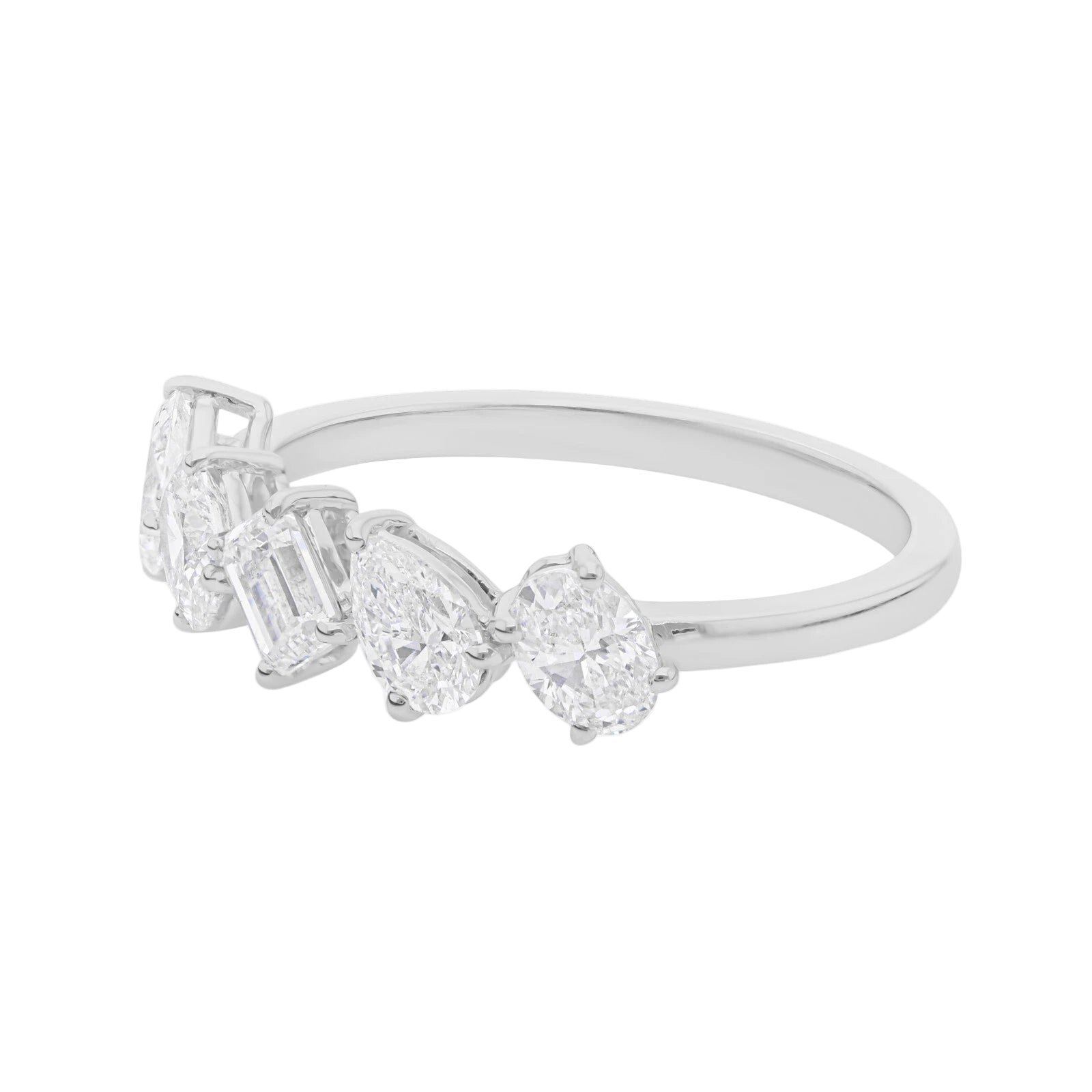 18k Solid White Gold Multi-Shape Diamond Cocktail Ring 1.77 CTW