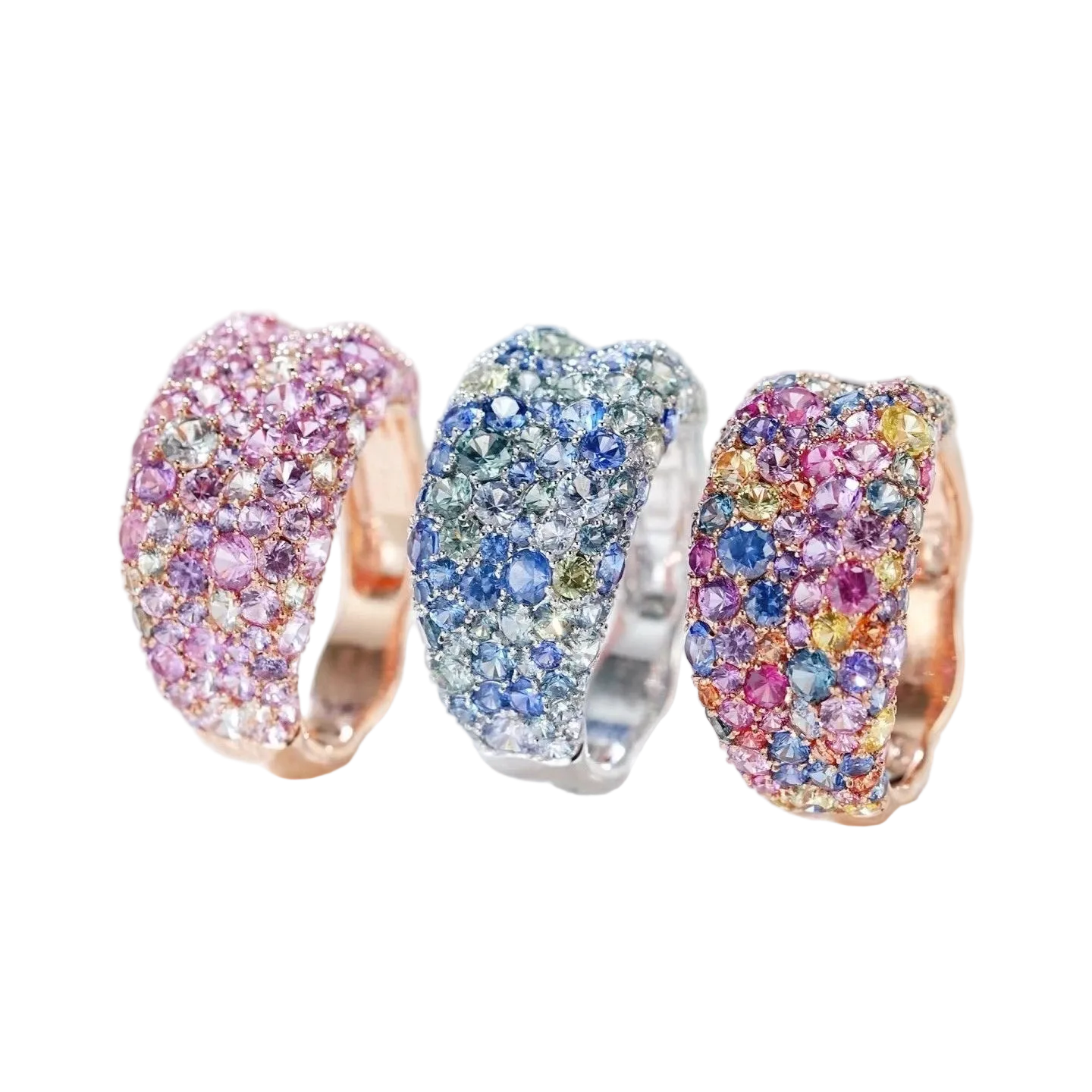 18k White Gold Crushed Ice Pastel Blue Sapphire Ring 6.33 CTW