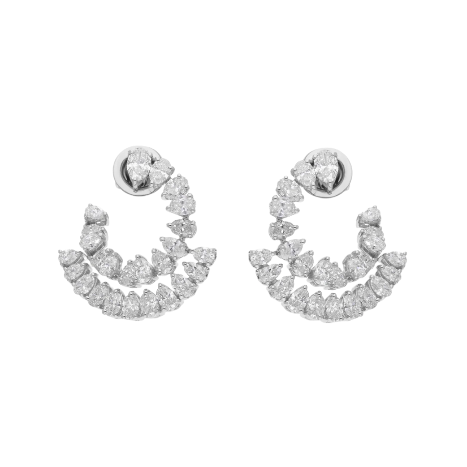 18k Solid White Gold Diamond Decorated Diamond Stud Earrings 4.60 CTW