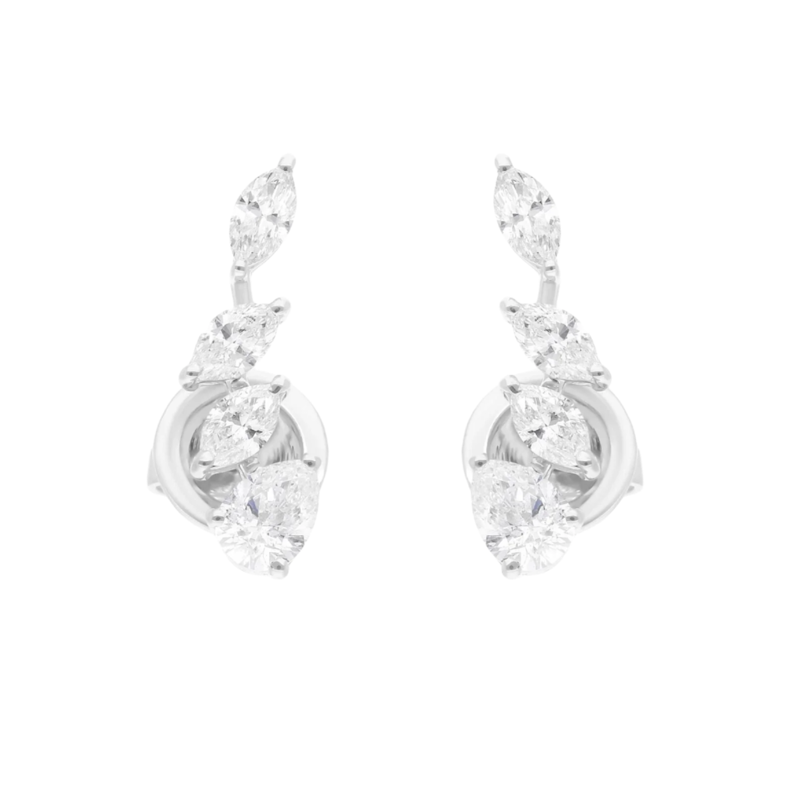 18k Solid White Gold Diamond Ear Climbers 1.20 CTW