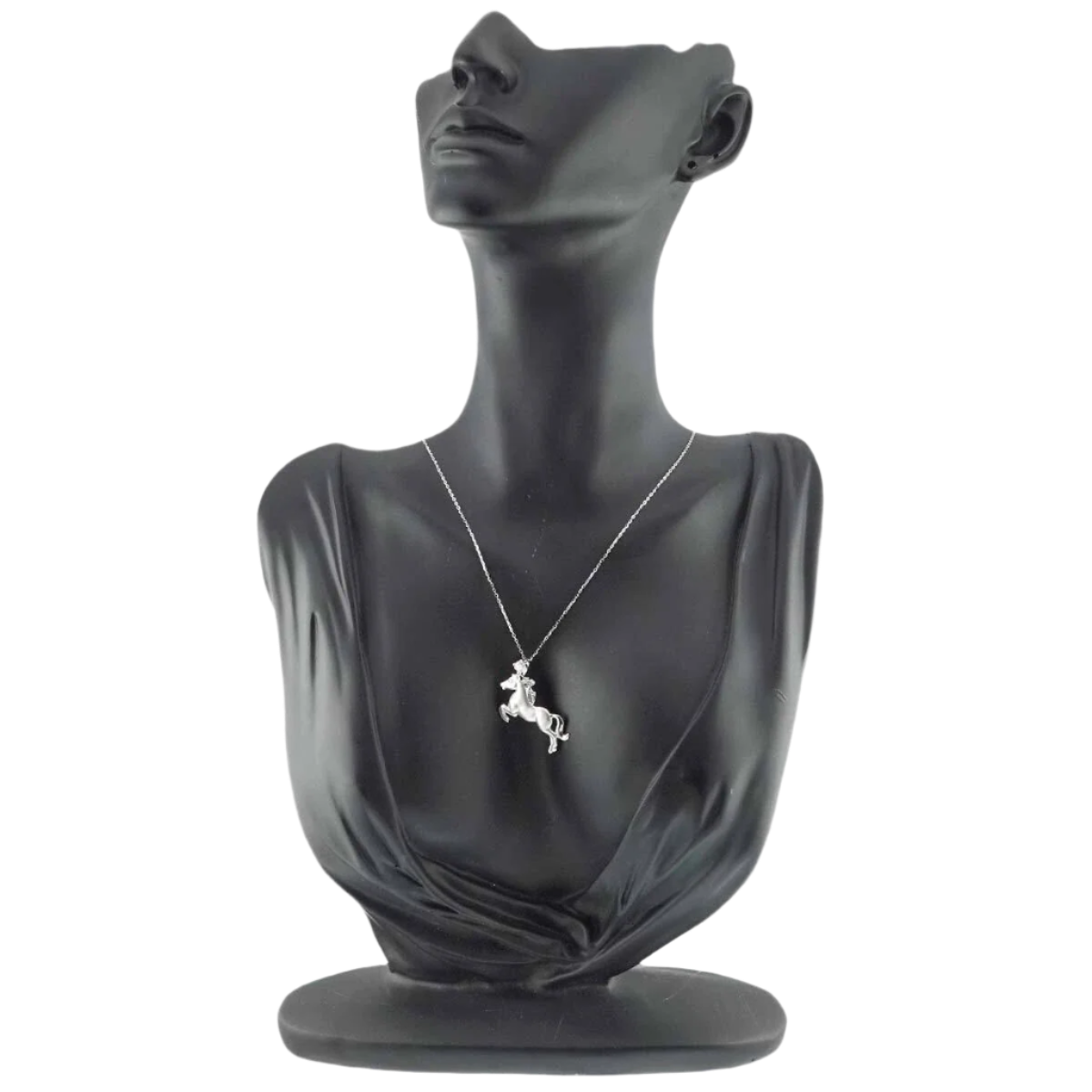 Diamond 0.20ct/0.01ct Horse Necklace in 18k Solid White Gold