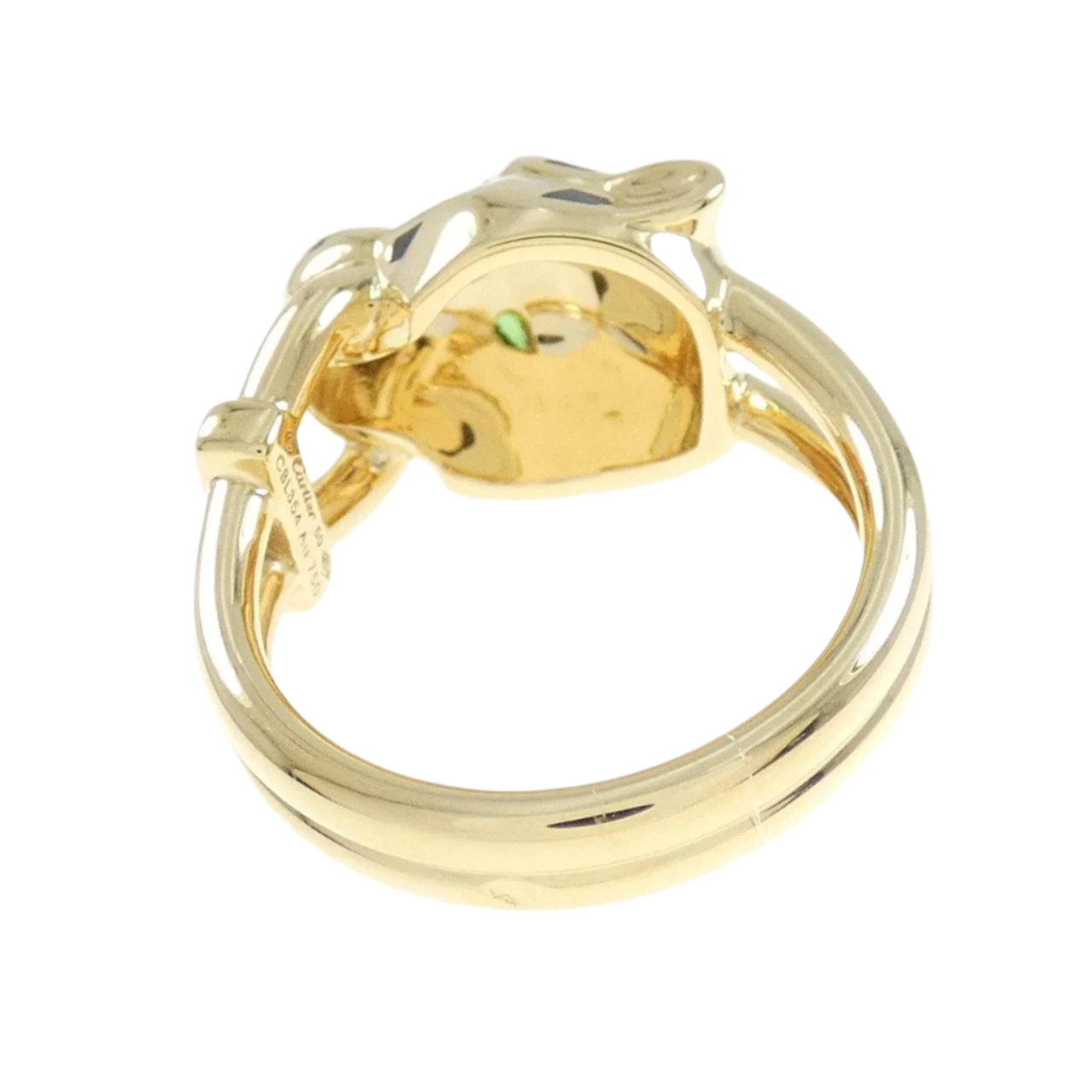 18k Solid Yellow Gold Vintage Cartier Panther Ring with Onyx, Garnet and Diamonds