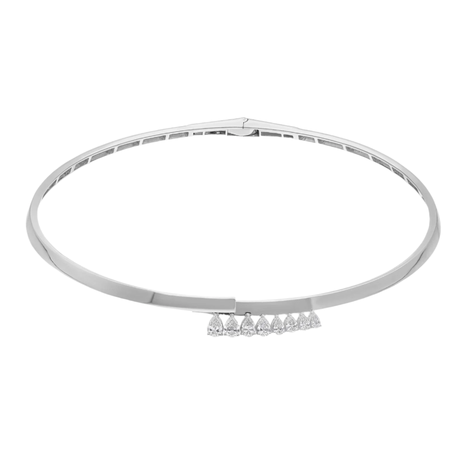 18k Solid White Gold Geometrical Diamond Choker 3.25 CTW