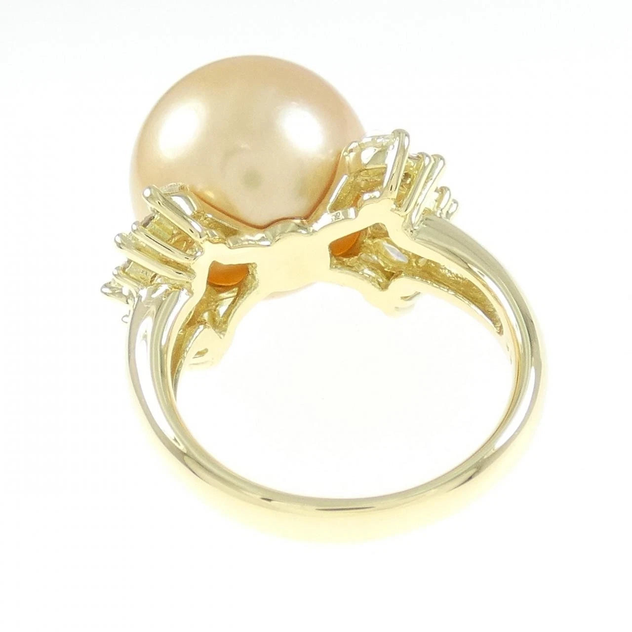 18k Solid Yellow Gold Exquisite 14mm South Sea Golden Pearl with Diamonds