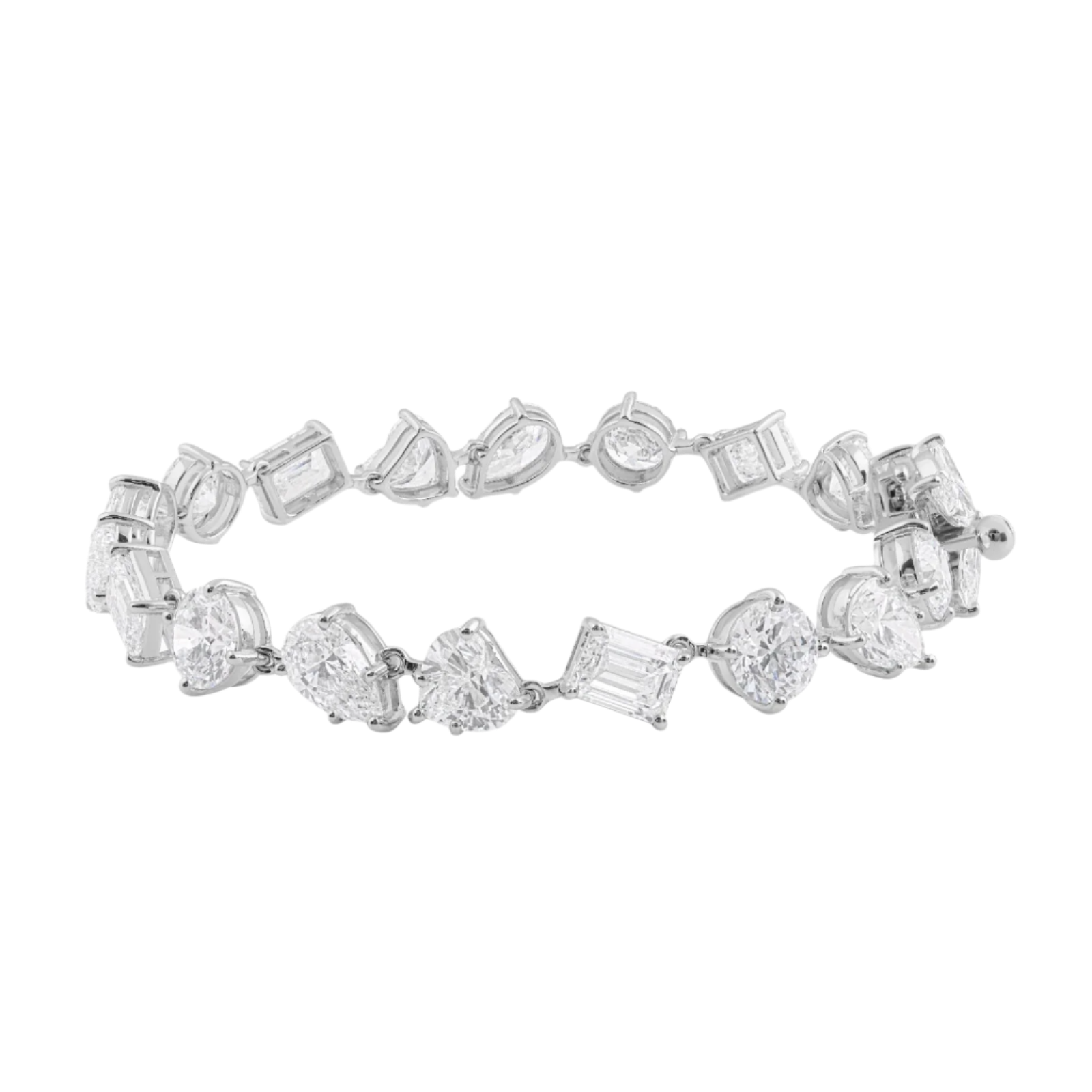 18k Solid White Gold Mixed Shape Large Diamond Bracelet 17.56 CTW