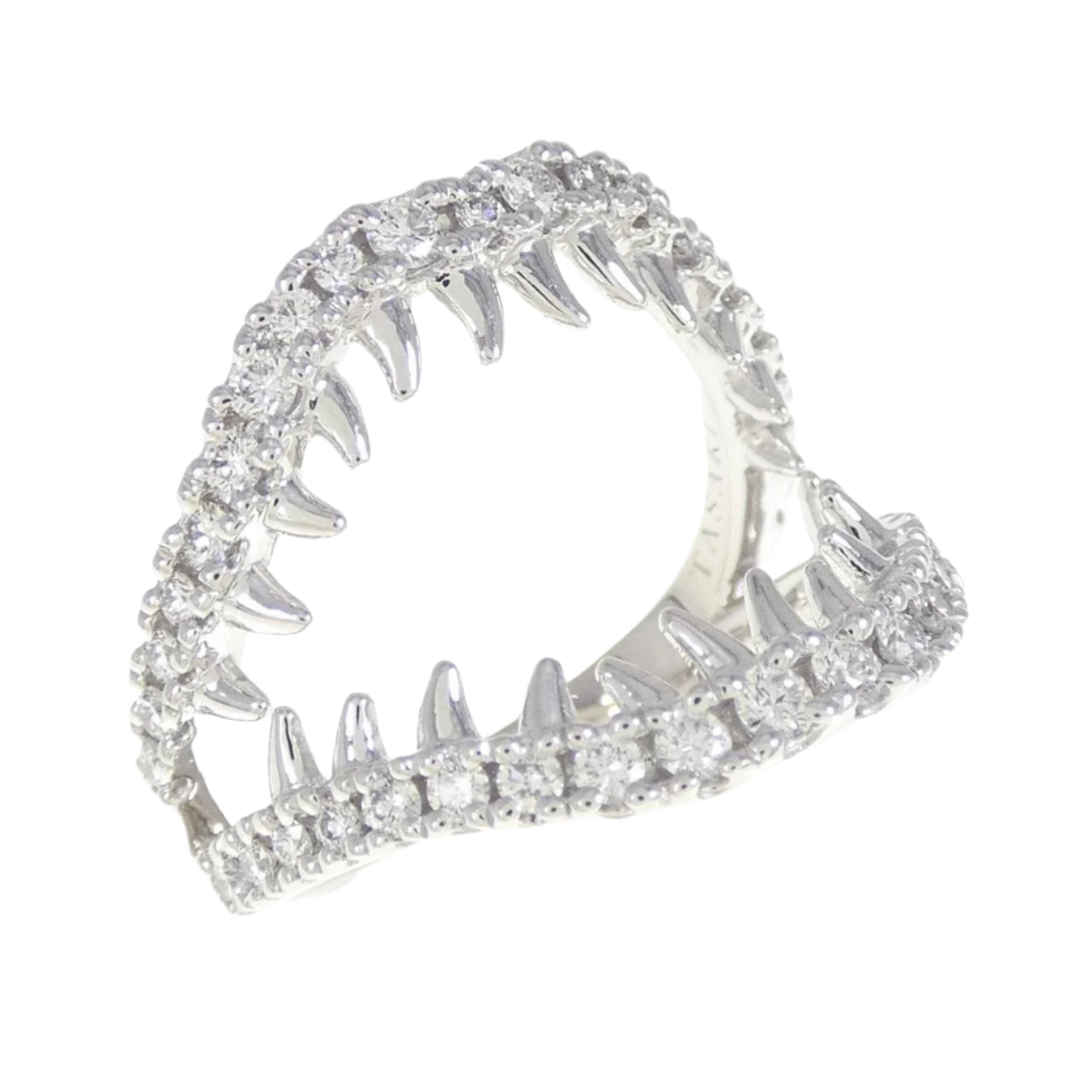 18k Solid White Gold TASAKI Danger gulper Ring 0.41 CTW