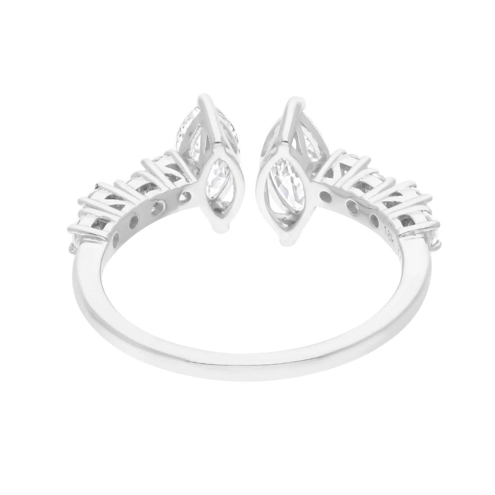 18k Solid White Gold Mixed-Shape Diamond Cocktail Ring 1.55 CTW