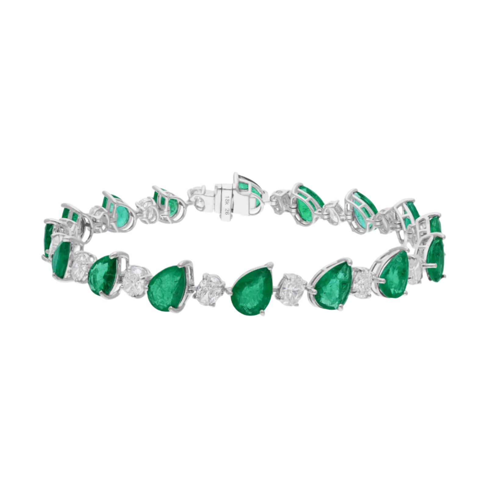 18k White Gold Colombian Emerald and Diamond Bracelet 17.80 CTW