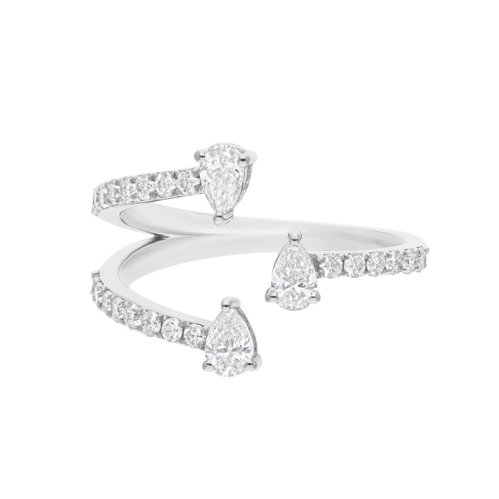 18k Solid White Gold Multi-Shape Diamond Cocktail Ring 1.67 CTW