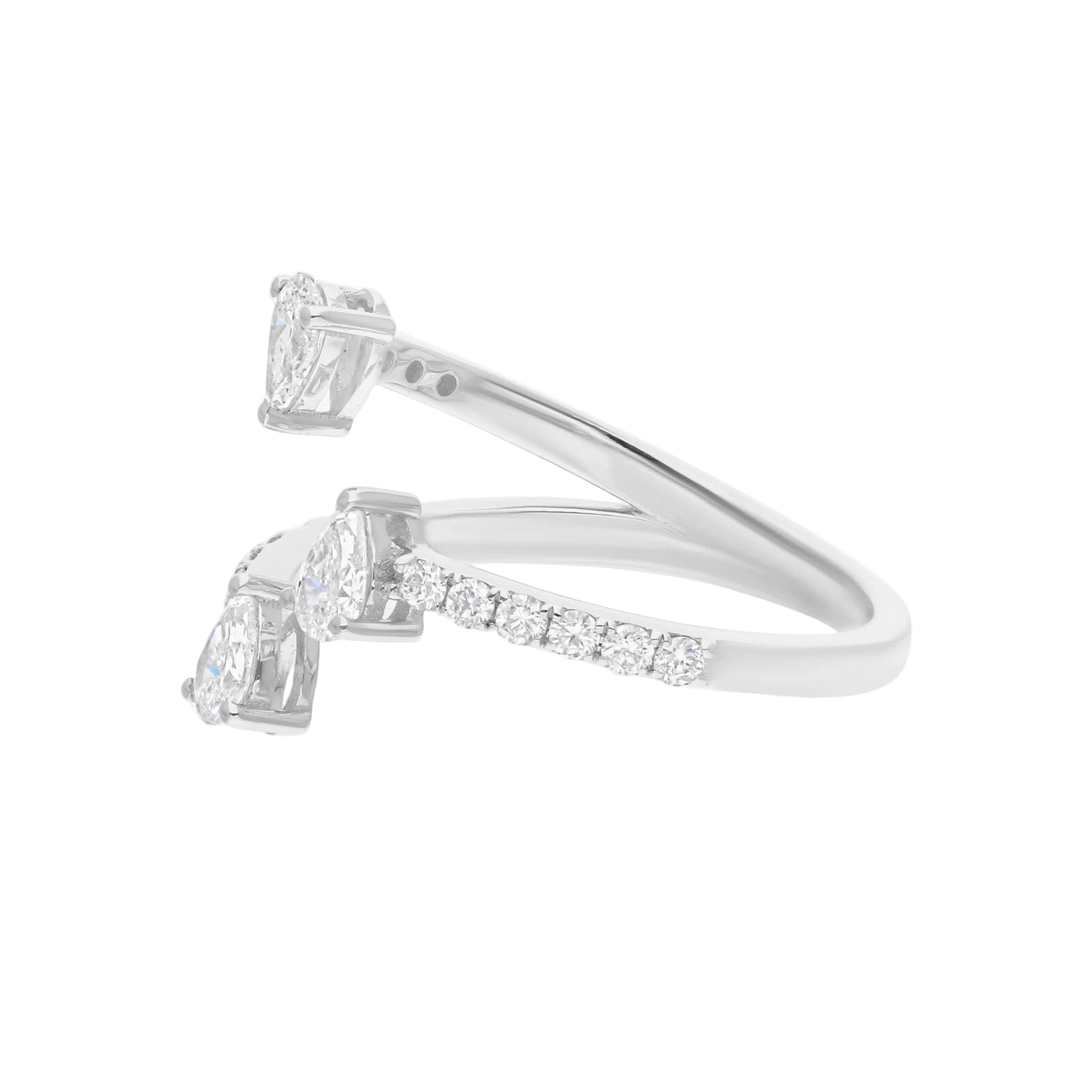 18k Solid White Gold Multi-Shape Diamond Cocktail Ring 1.67 CTW