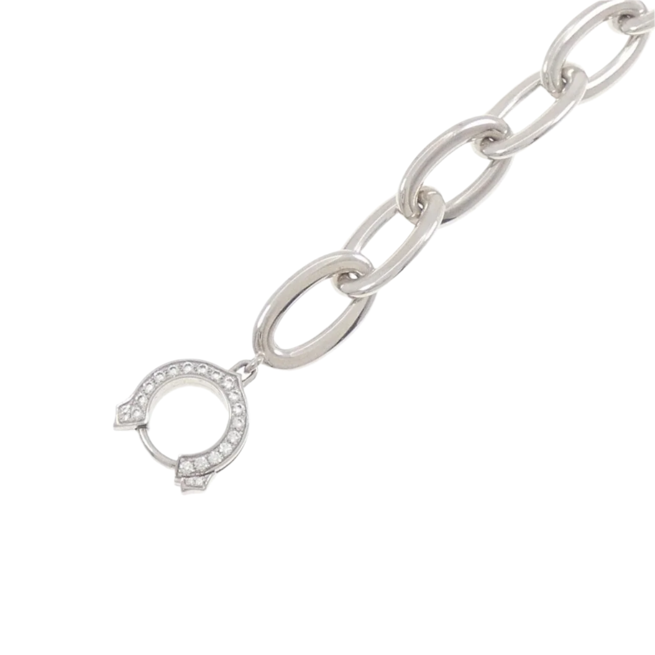 18k White Gold Vintage Cartier C motif Bracelet with Diamonds