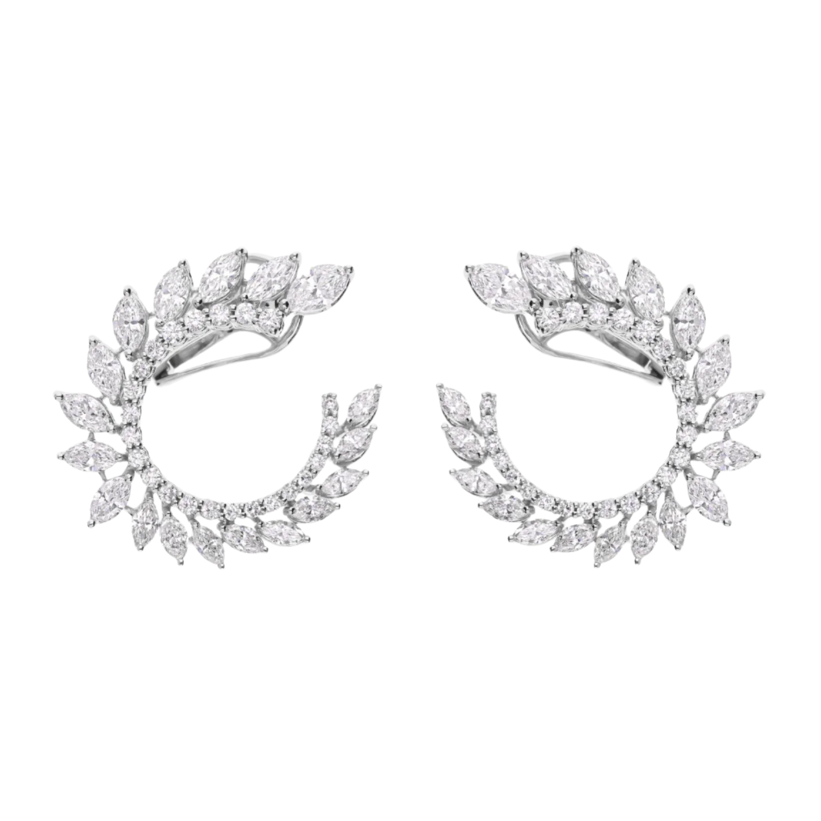 18k Solid White Gold Diamond Cocktail Earrings 4.55 CTW