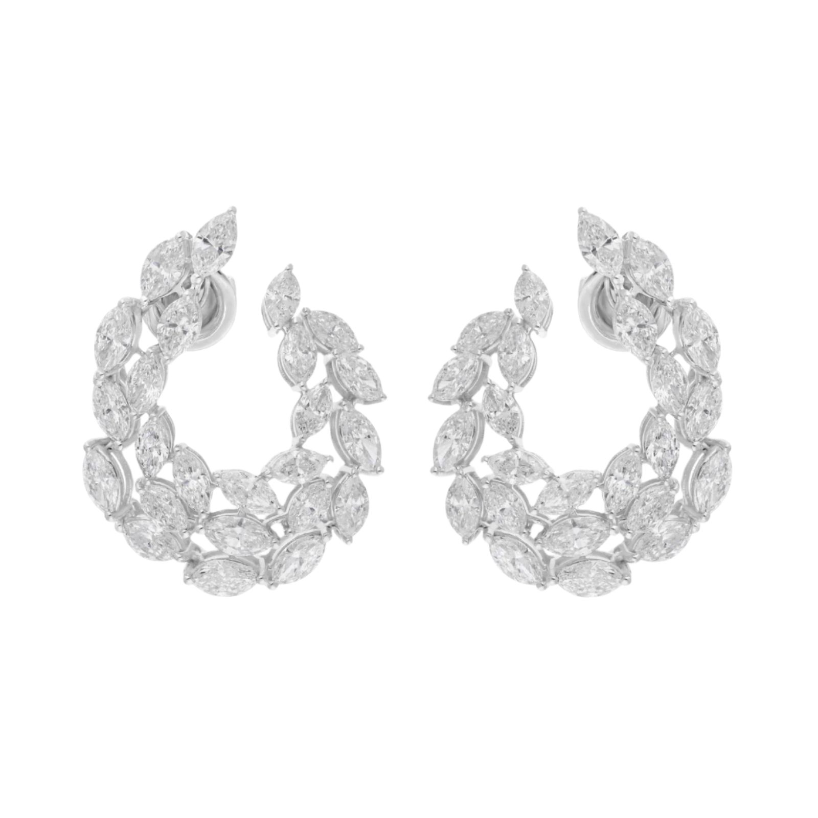 18k Solid White Gold Diamond Decorated Contemporary Stud Earrings 7.67 CTW