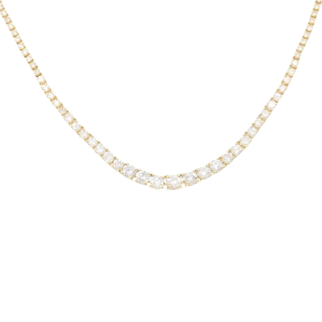 18k Yellow Gold Diamond Tennis Necklace 6.00 CTW