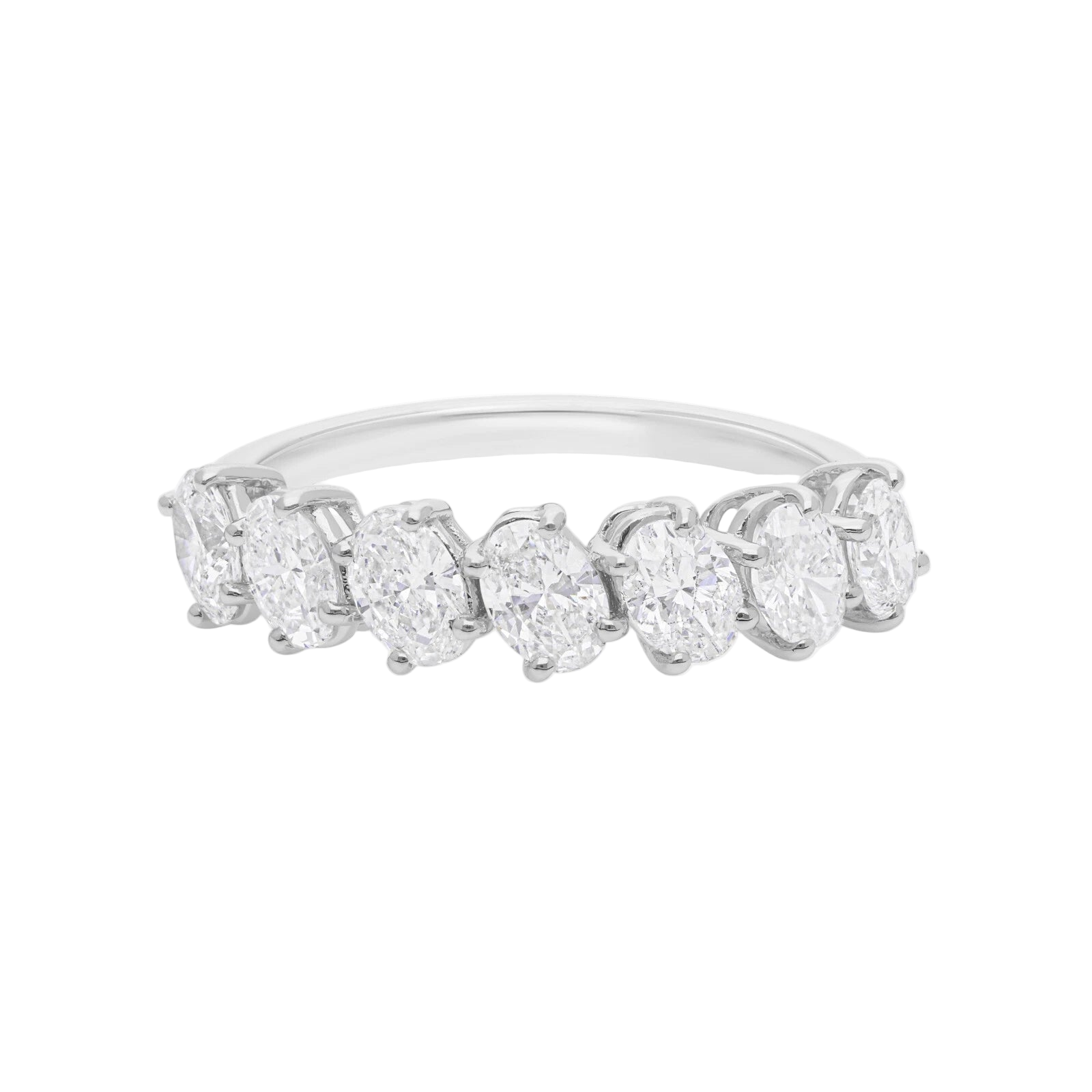 18k Solid White Gold Oval-Shape Diamond Cocktail Ring 2.25 CTW