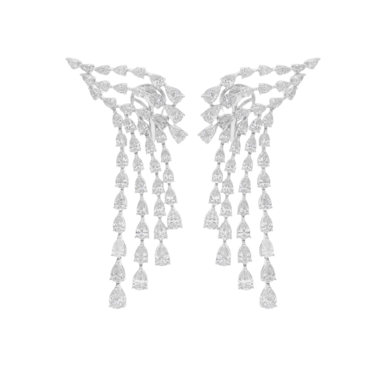 18k Solid White Gold Diamond Decorated Cocktail Earrings 8.55 CTW