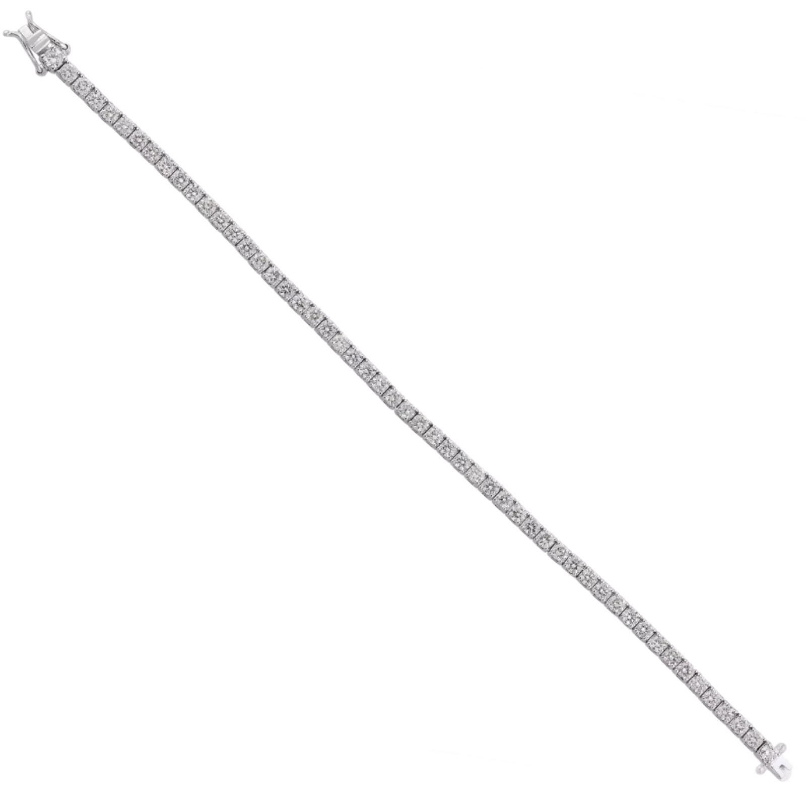 18k Solid White Gold Round Diamond Tennis Bracelet 7.89 CTW