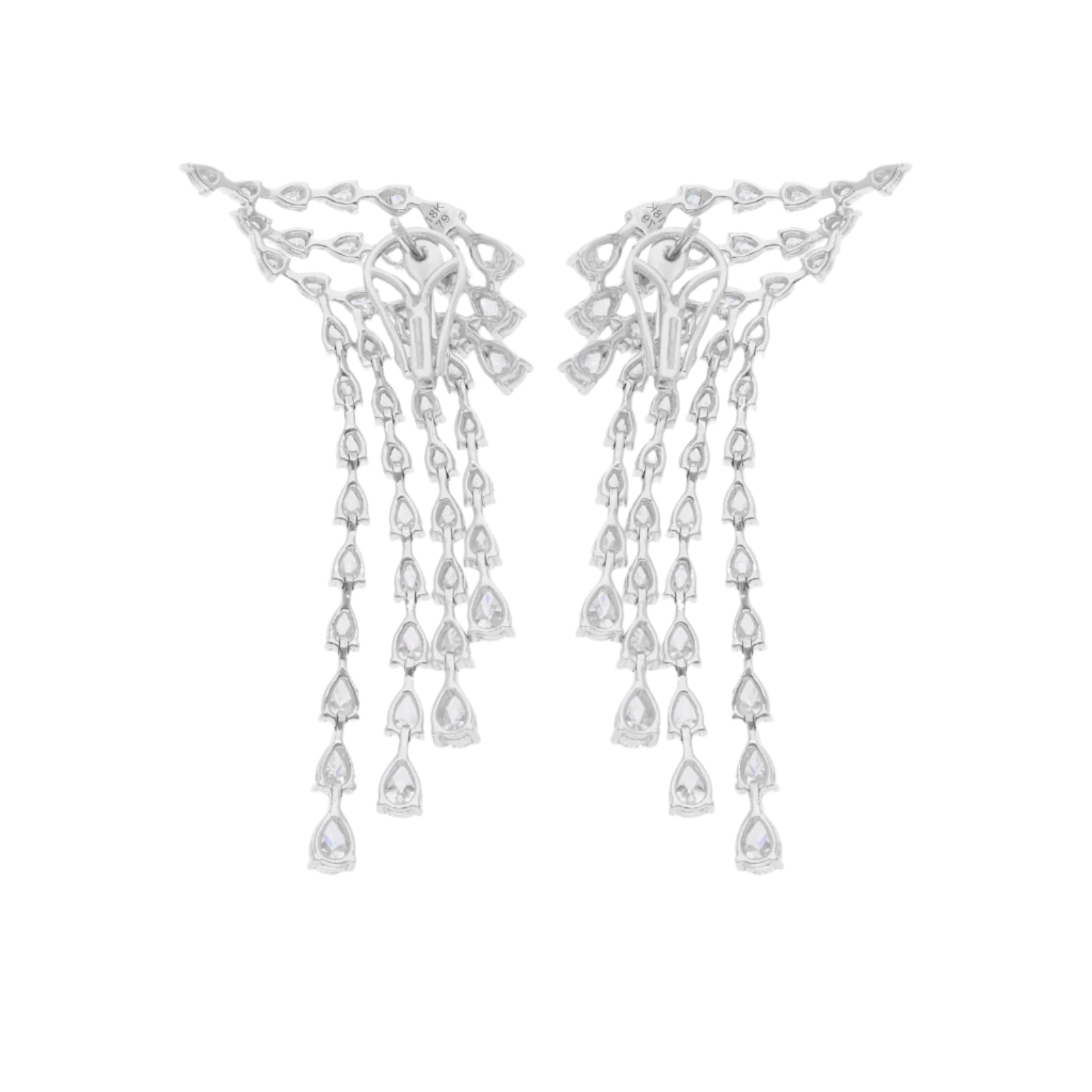 18k Solid White Gold Diamond Decorated Cocktail Earrings 8.55 CTW