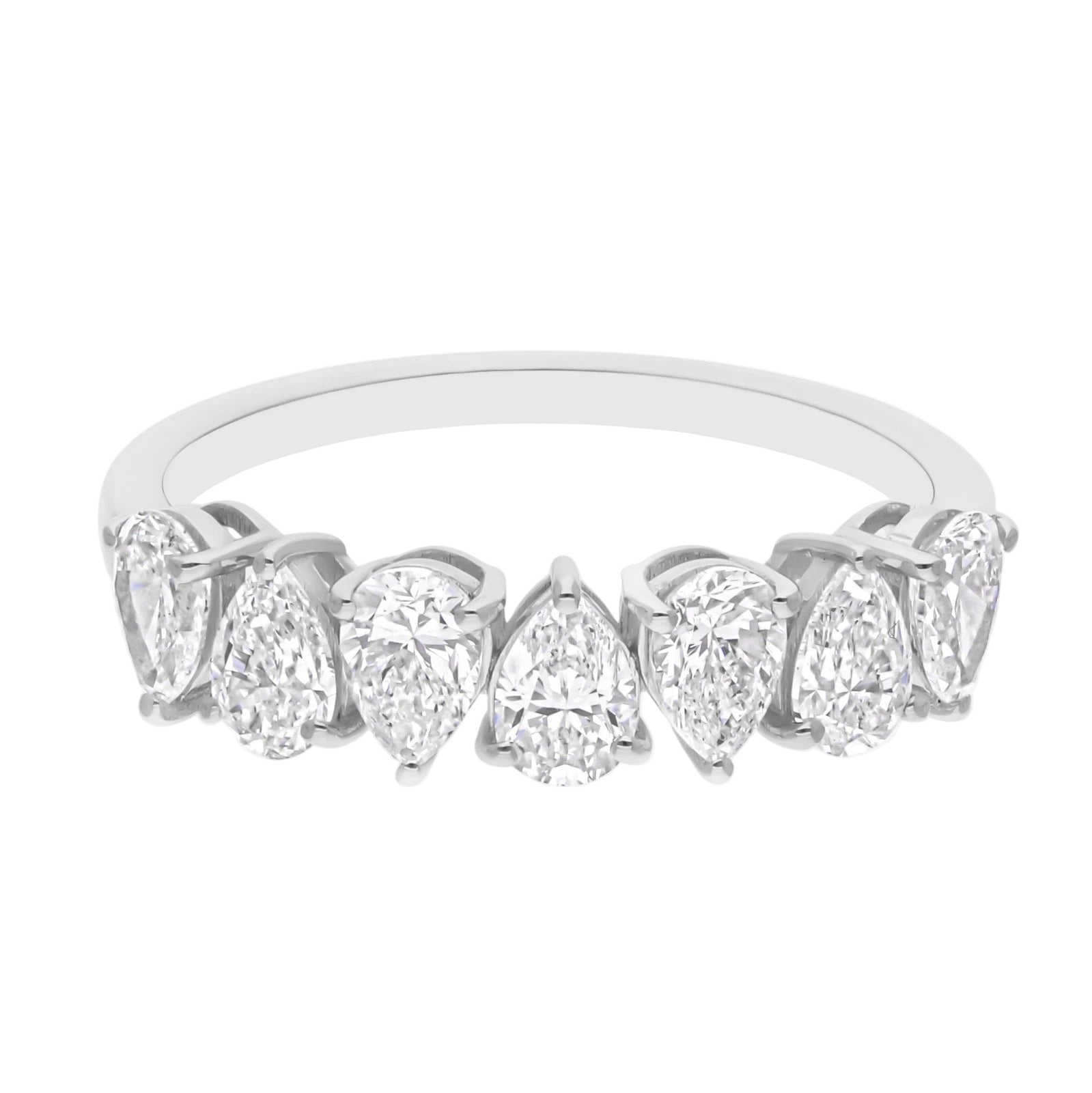 18k Solid White Gold Pear-Shaped Diamond Cocktail Ring 1.98 CTW