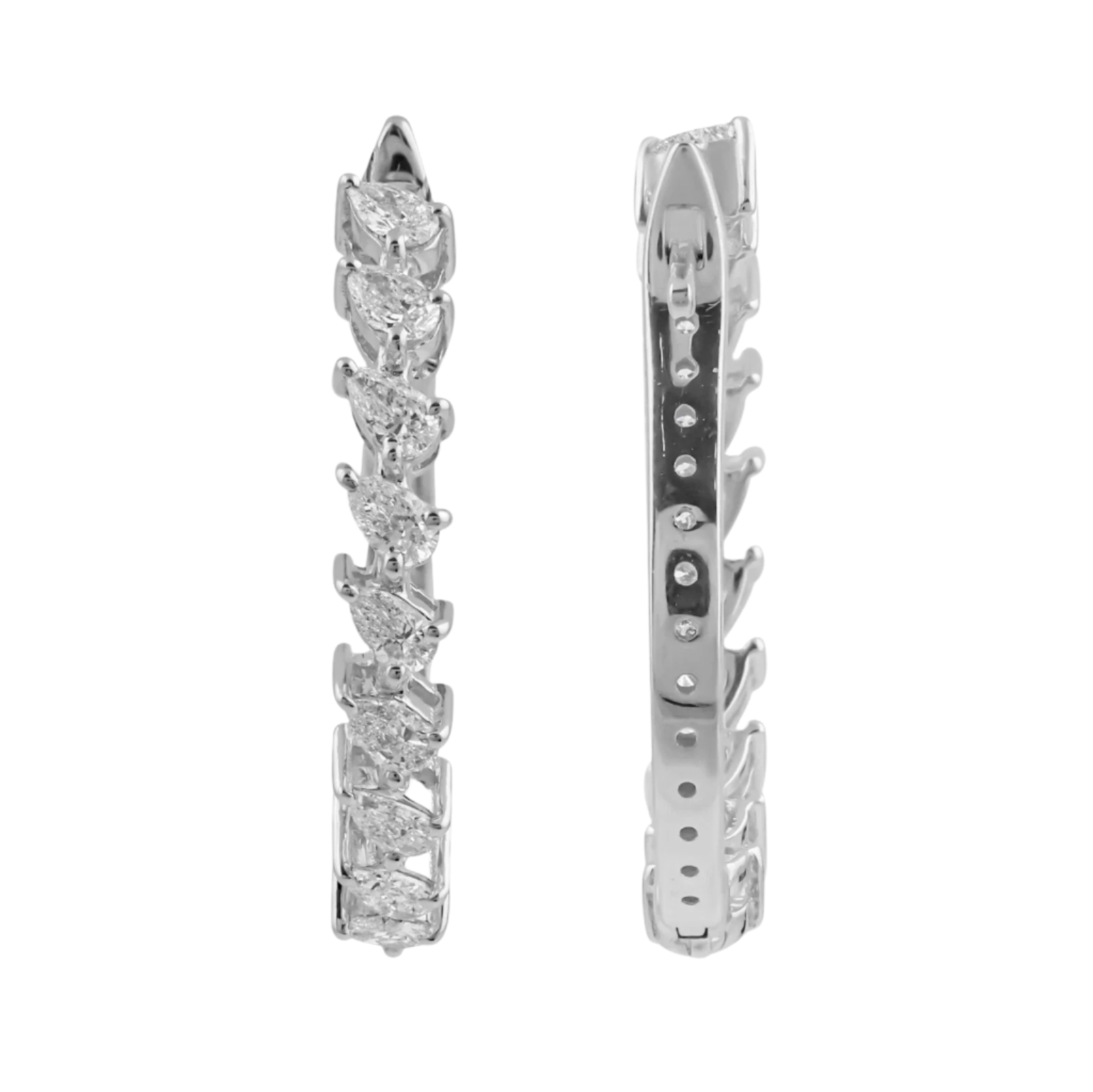 18k Solid White gold Pear-Shaped Diamond Earrings 3.60 CTW