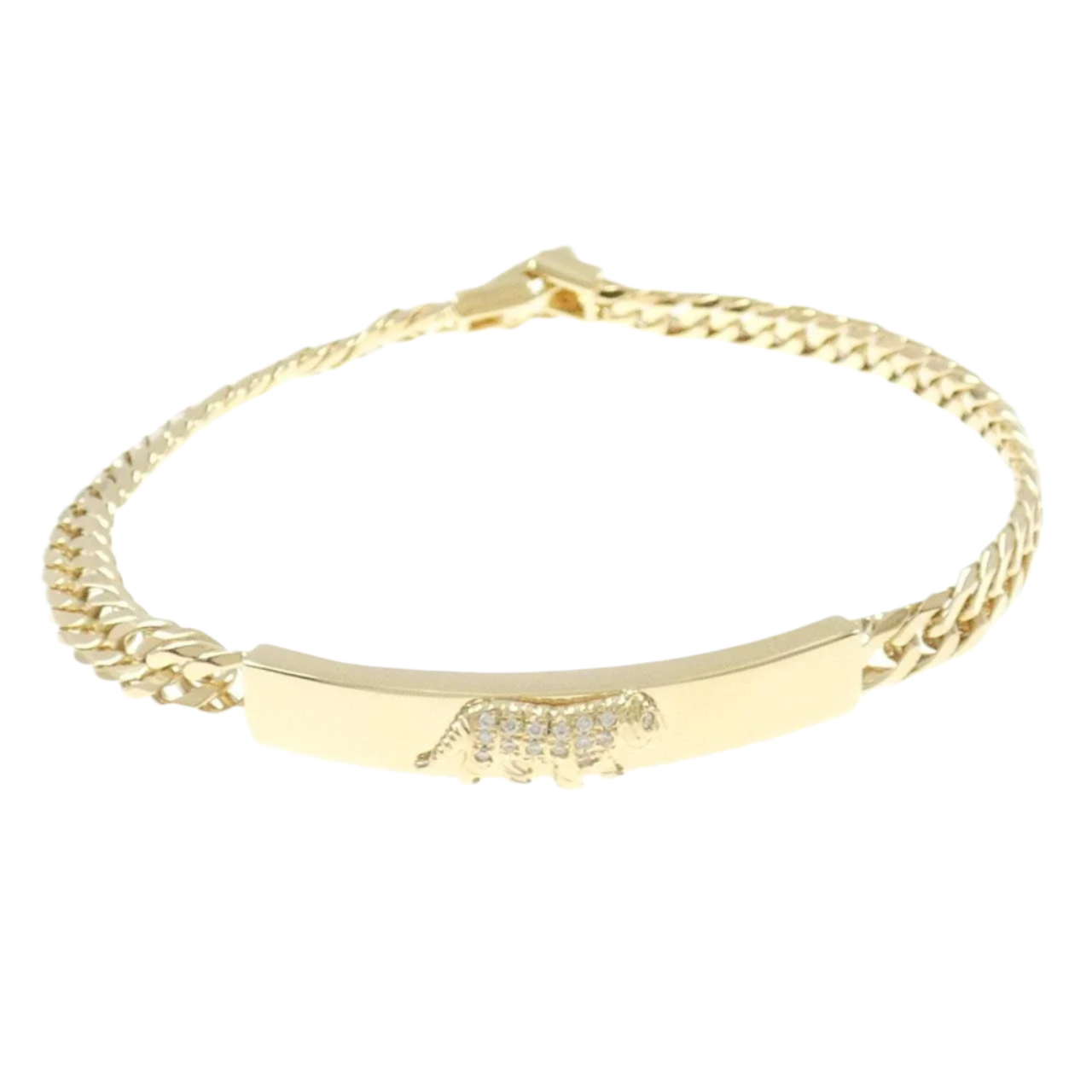 18k Yellow Gold Chunky Cuban Link Bracelet with Diamonds