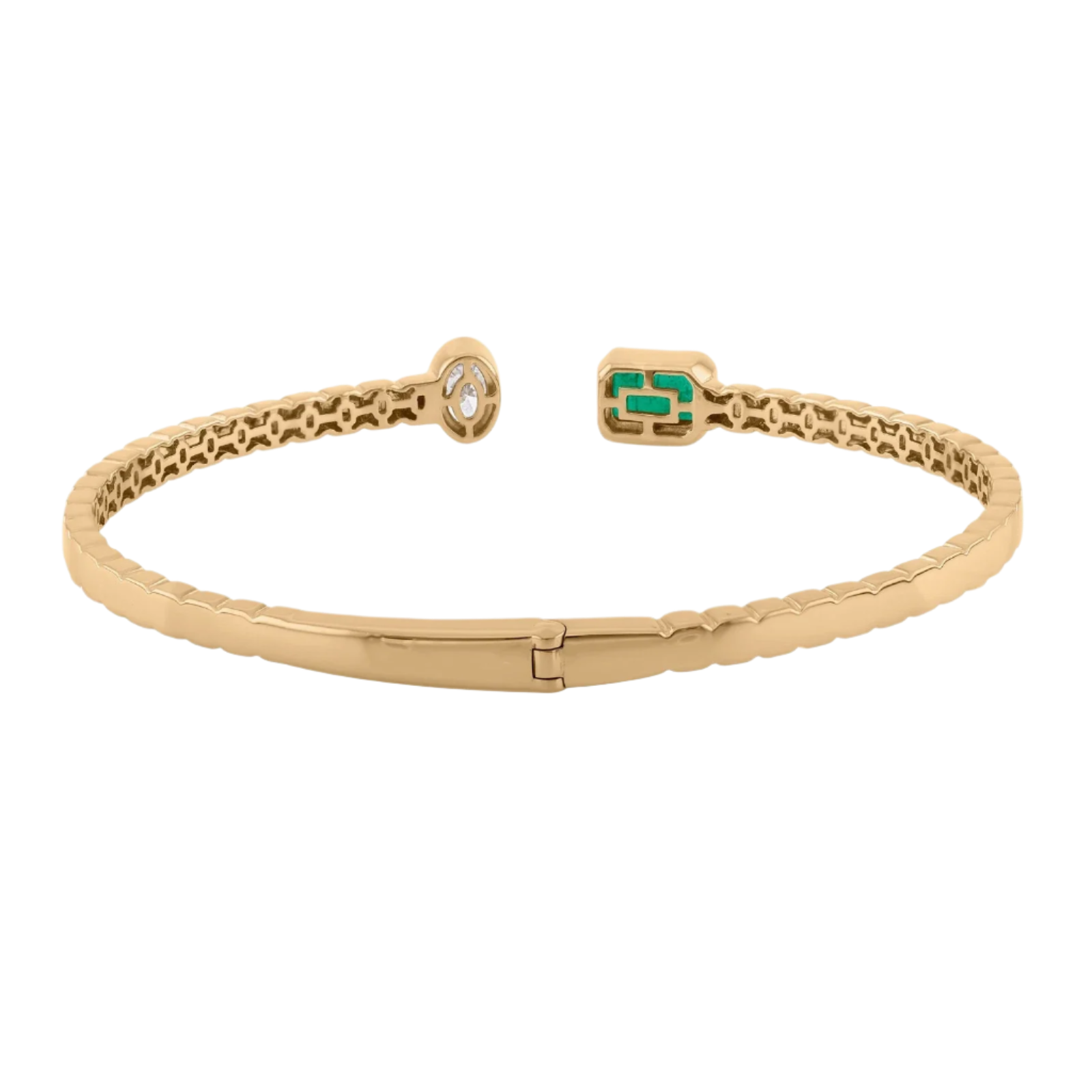 18k Yellow Gold Zambian Emerald and Diamond Bangle 1.95 CTW