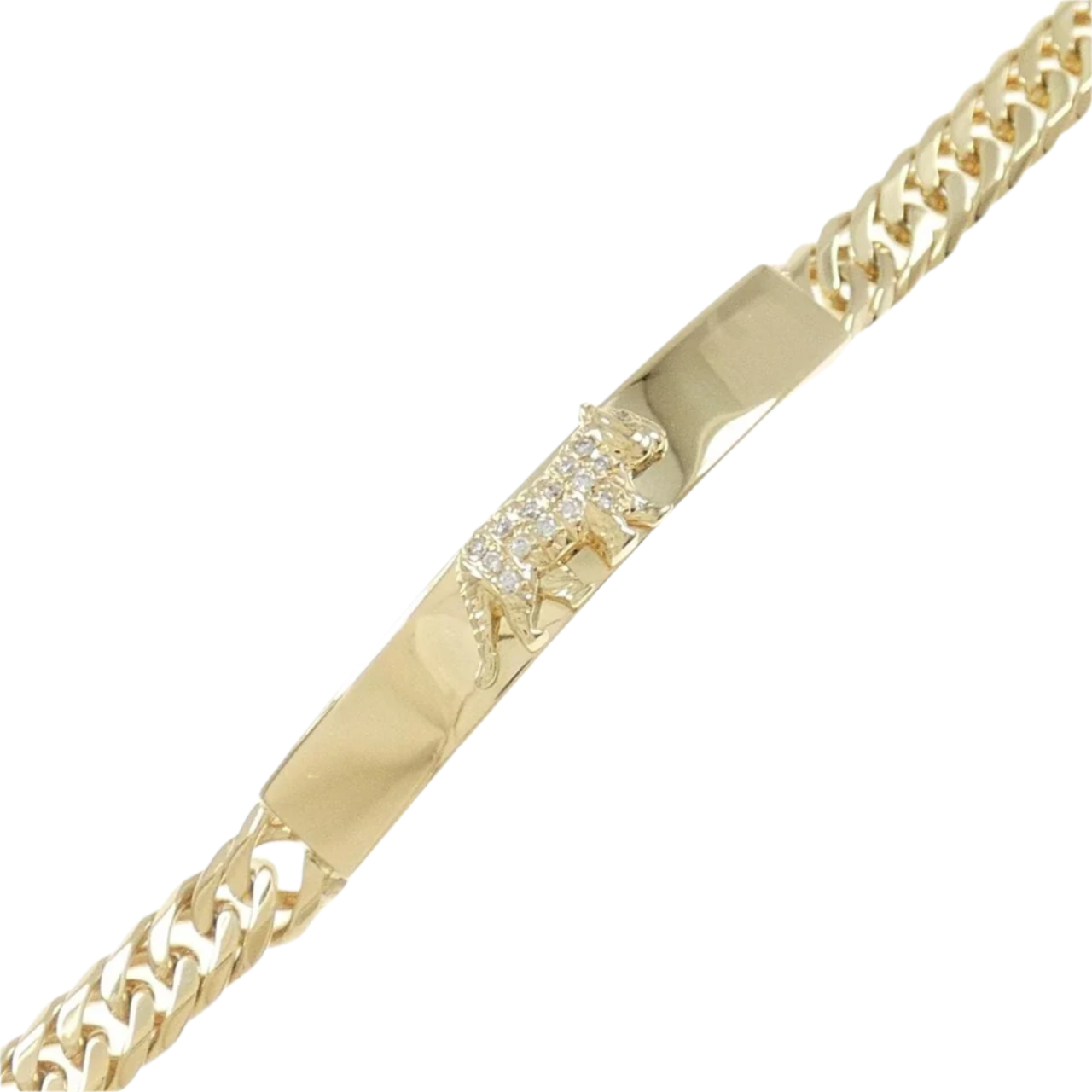 18k Yellow Gold Chunky Cuban Link Bracelet with Diamonds