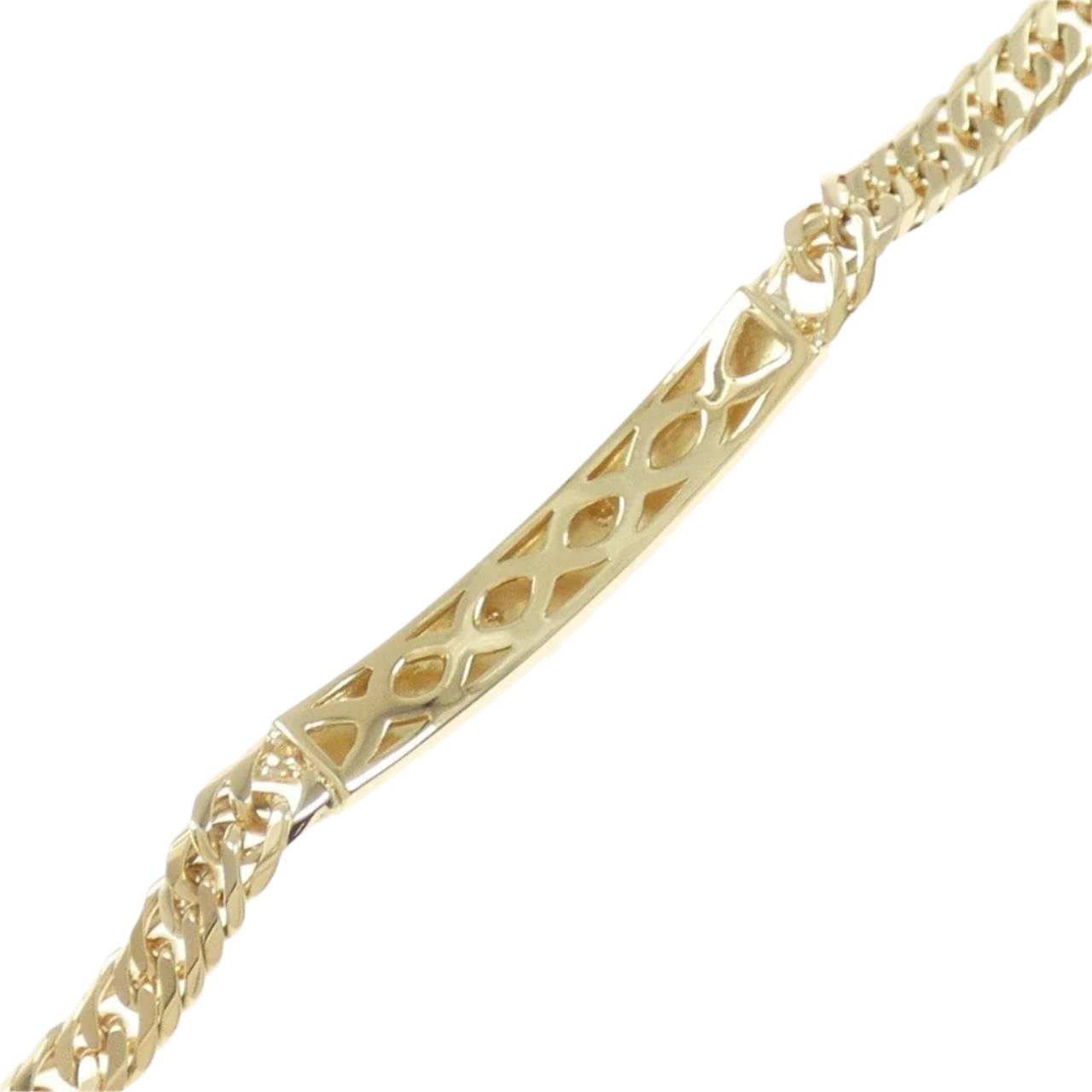 18k Yellow Gold Chunky Cuban Link Bracelet with Diamonds