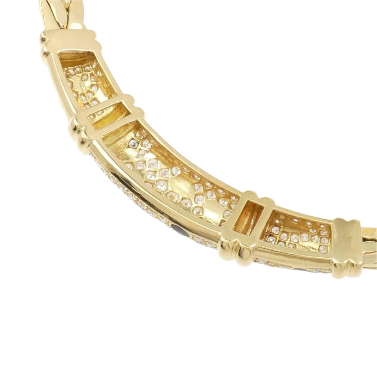 18k Yellow Gold Chunky Enamel and Diamond Necklace 2.45 CTW