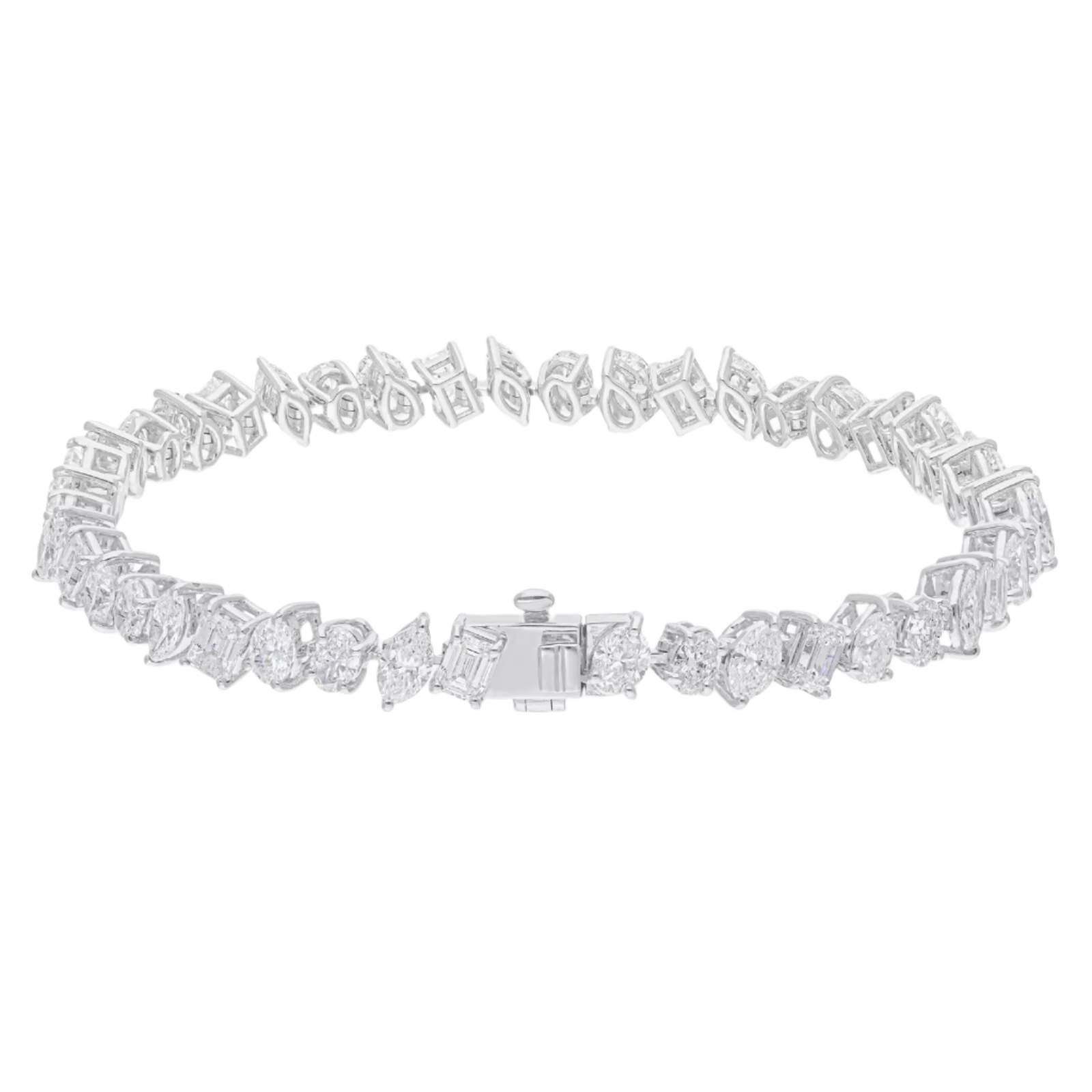 18k White Gold Mixed Shape Diamond Bracelet 9.77 CTW